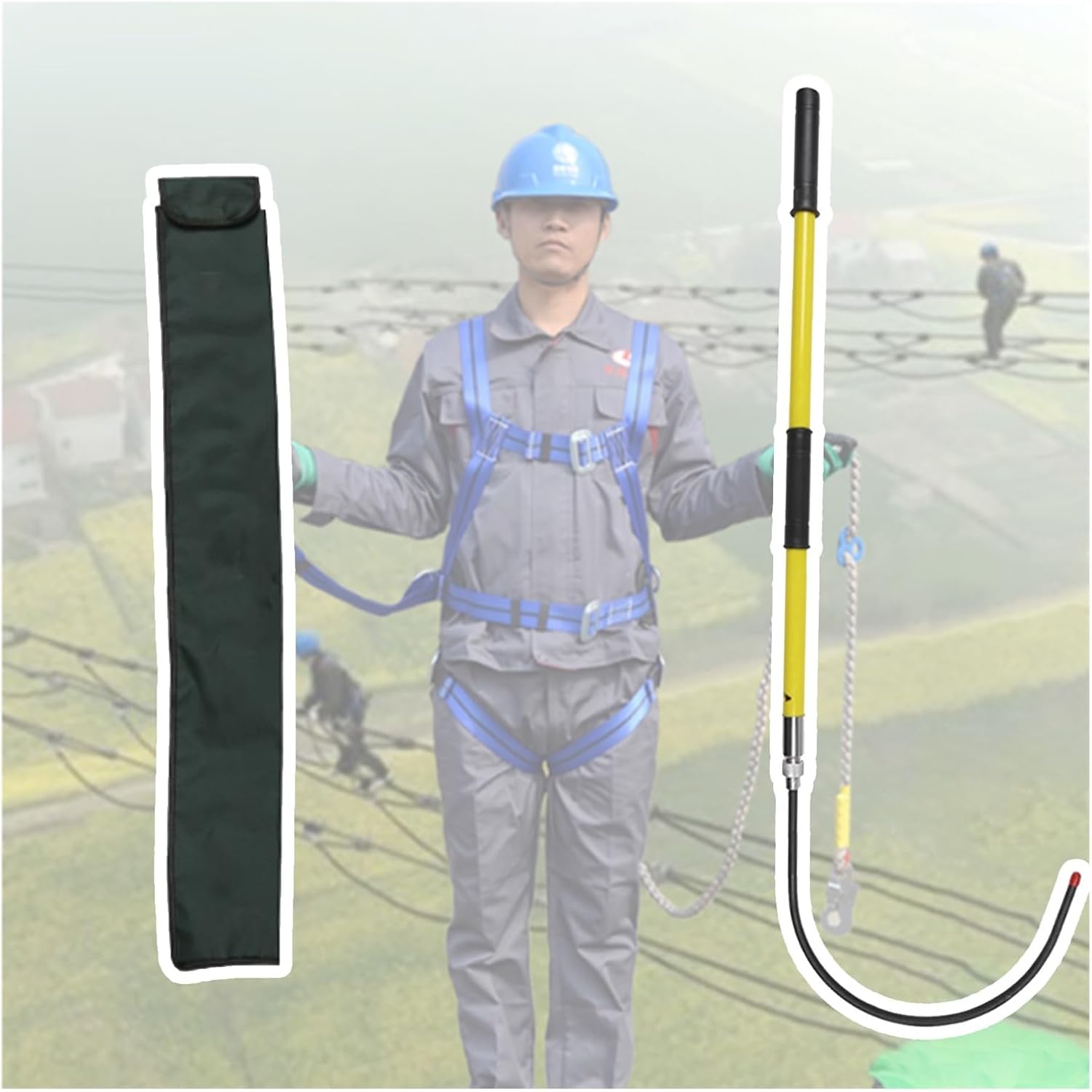 High Voltage Insulated Rescue Hook - 3.3/4.9/6.6/9.8 Ft Life-Saving Tool for Electricians - Yellow Anti-Electrocution Pull Rod with 18 Inch Opening, Electrical Safety Equipment