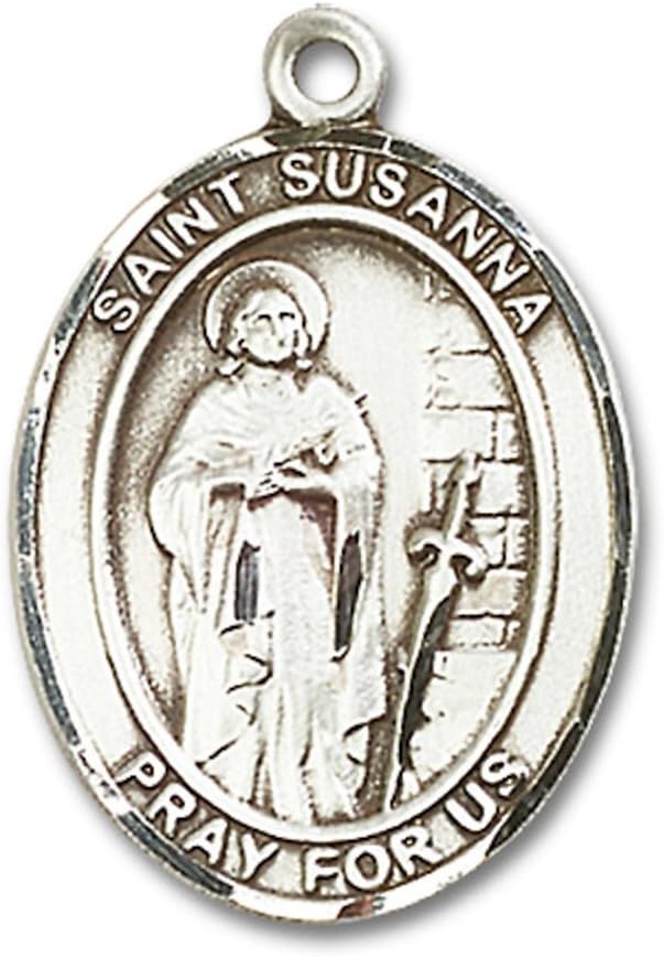 Bonyak Jewelry St. Susanna Hand-Crafted Oval Medal Pendant in Sterling Silver