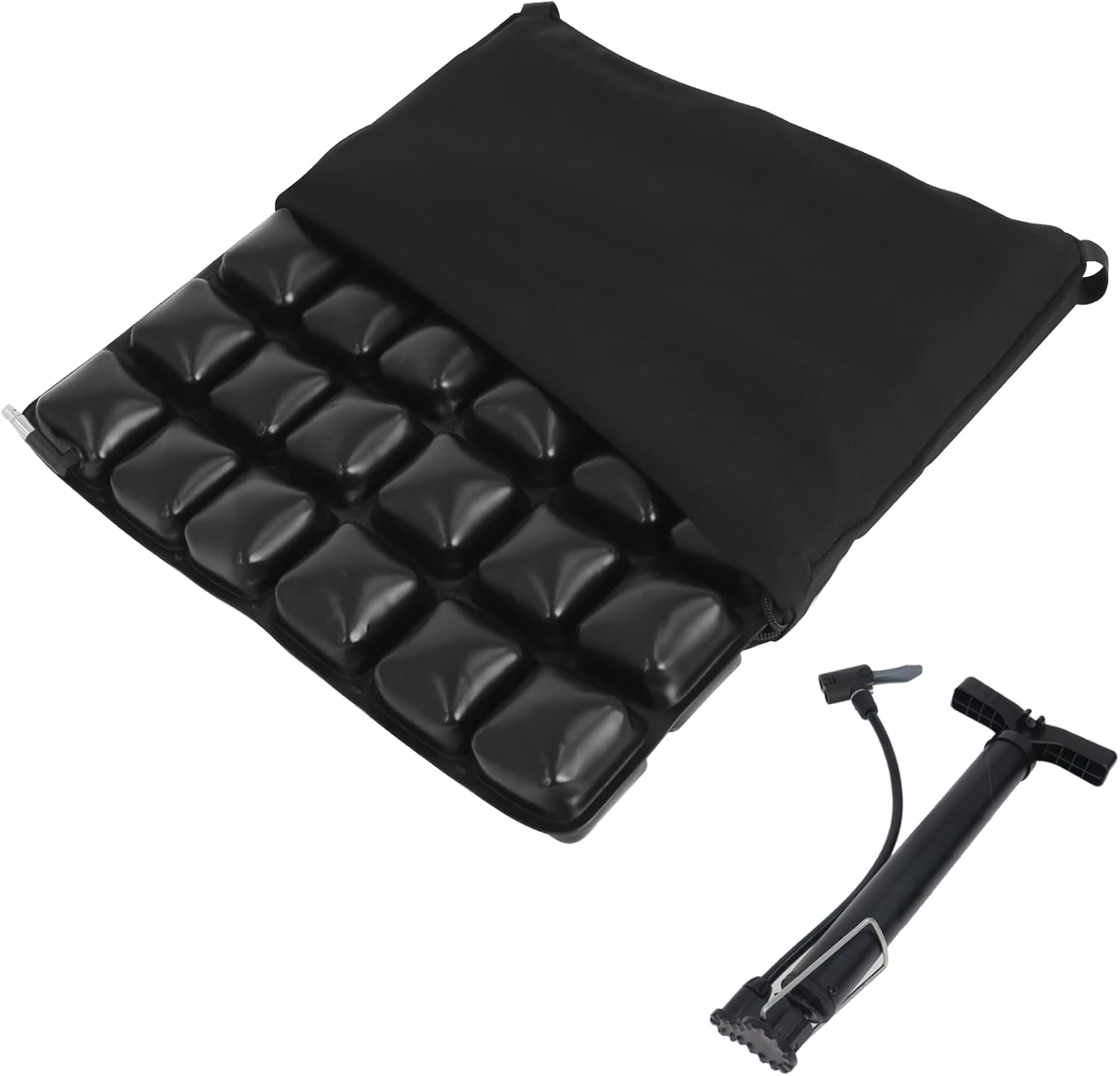 HAQQI Air Inflatable Seat Cushion,Adjustable Air Pressure Relief Seat for Tailbone and Sciatica Pain,Portable-Lightweight Support for Car,Wheelchair,Office Chair，Equipped with an Inflation Pump