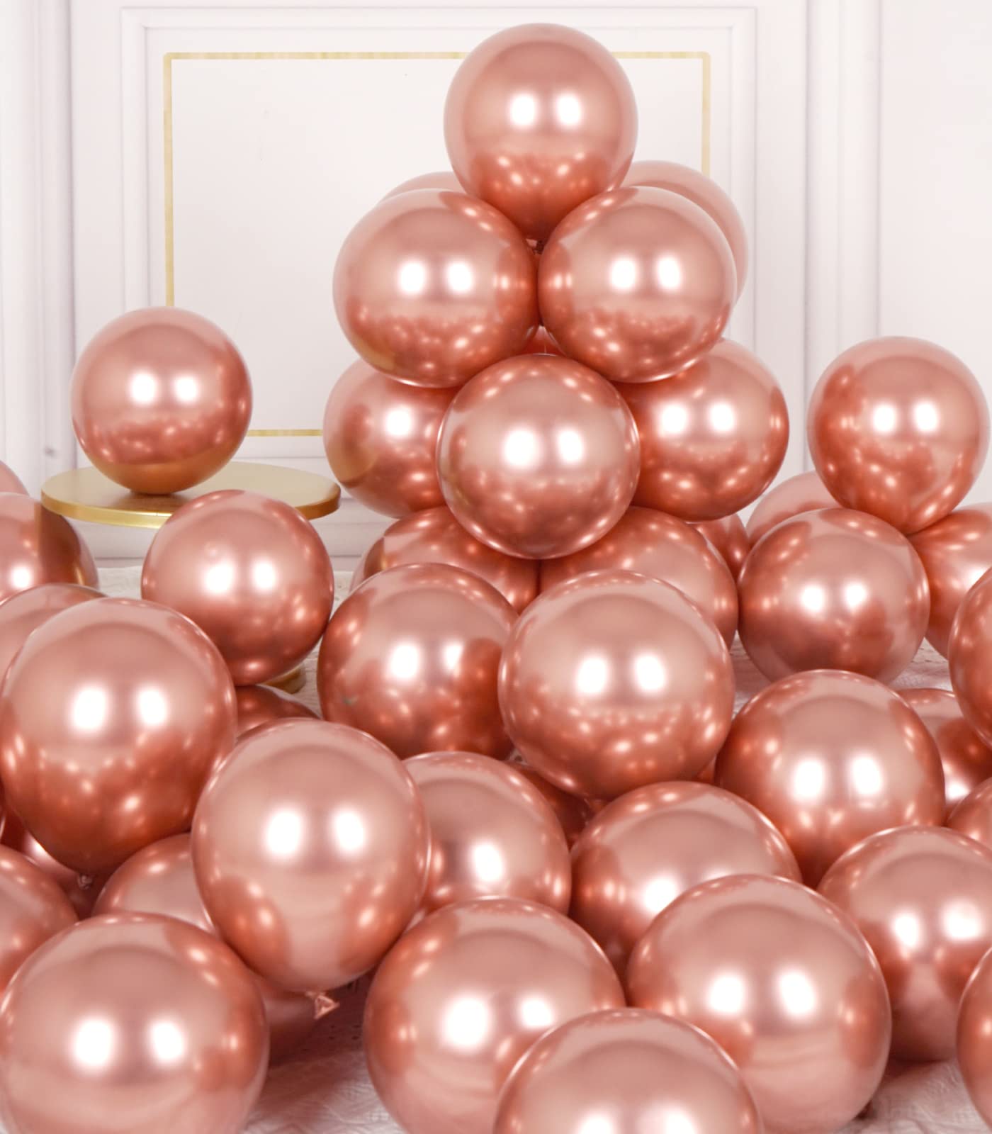 AULE Metallic Rose Gold Balloons: 50 Pcs 5 inch Small Chrome Rose Gold Party Balloons Shiny Tiny Latex Helium Thicken Balloon for Girl Birthday Wedding Bridal Shower Bachelor Party Decoration