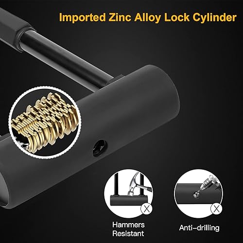 Miniatura 4 de Bloqueo en U para bicicleta de alta resistencia, grillete de 0.630 in y cable de seguridad de 4 pies/6 pies de longitud con soporte de montaje