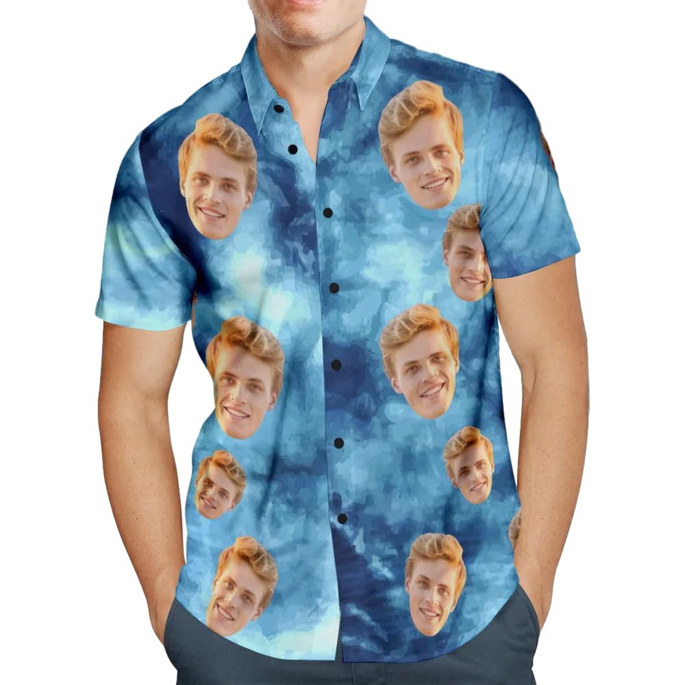Smile lab Personalised Hawaiian Shirts with Face for Men Funny Customised Pet Dog Cat Photo Tropical Floral Hawaiian Shirts Short Sleeve — image 1