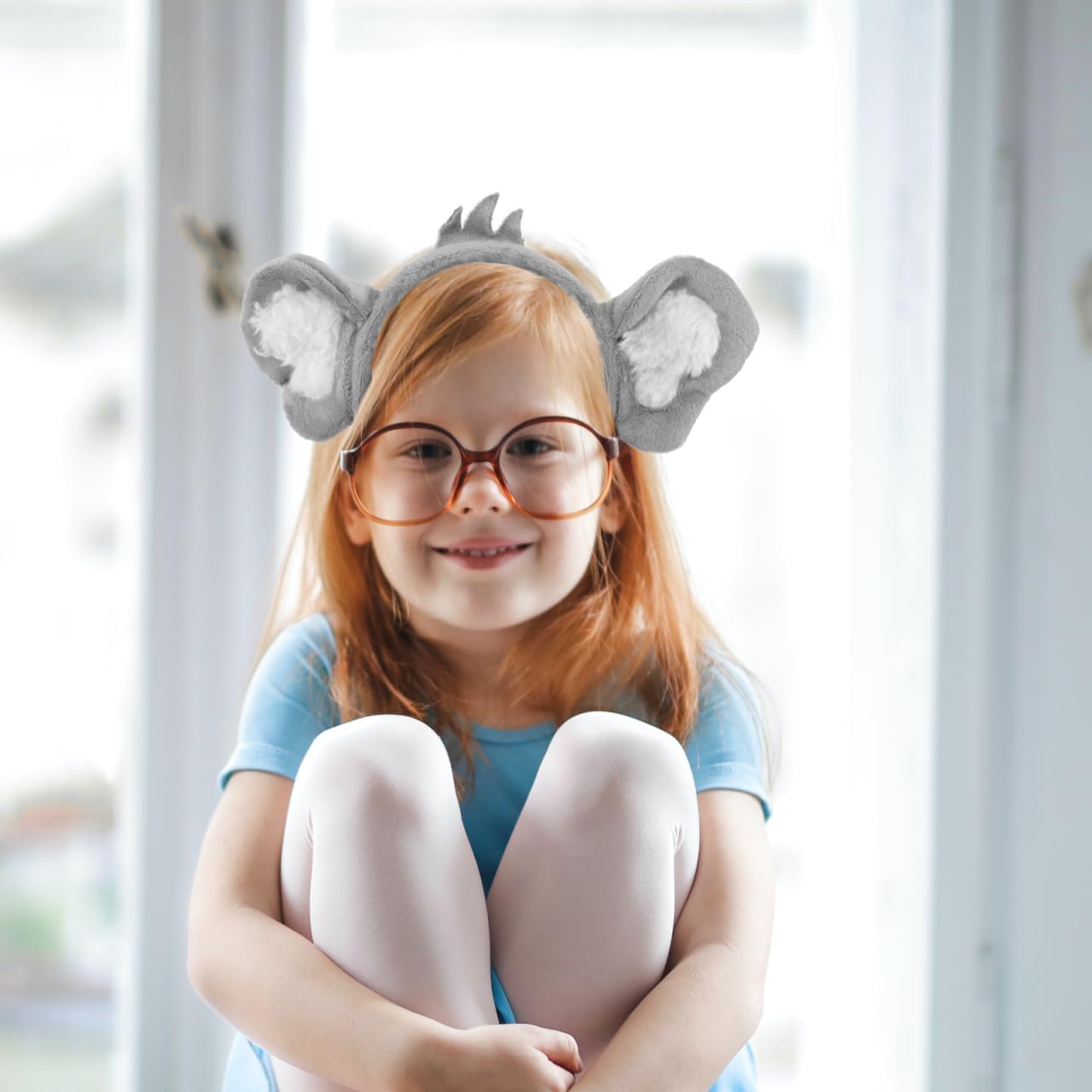 ABOOFAN Koala Ears Headband Grey Fuzzy Plush Animal Hair Hoop for Easy Dress-Up & Cute Photo Ops, for Kids, Toddlers, Adults, Teens, Girls, Boys, Babies