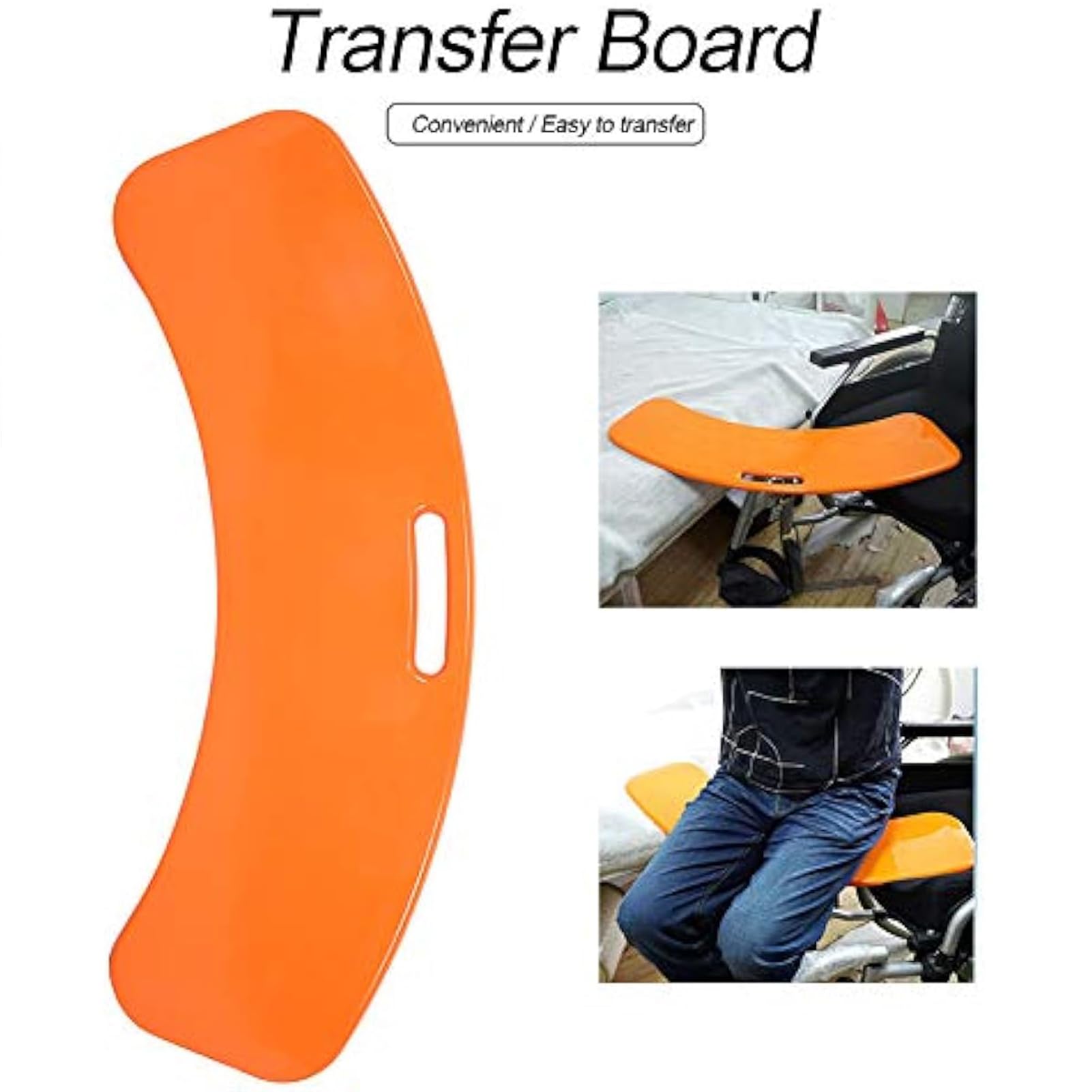 Slide Transfer Board, Curvo Transfer Board per Utenti in Sedia A Rotelle, Scorrevoli da Trasferire A Sedie A Rotelle, per Anziani A Letto, Auto, Sedia A Rotelle, WC,Arancia