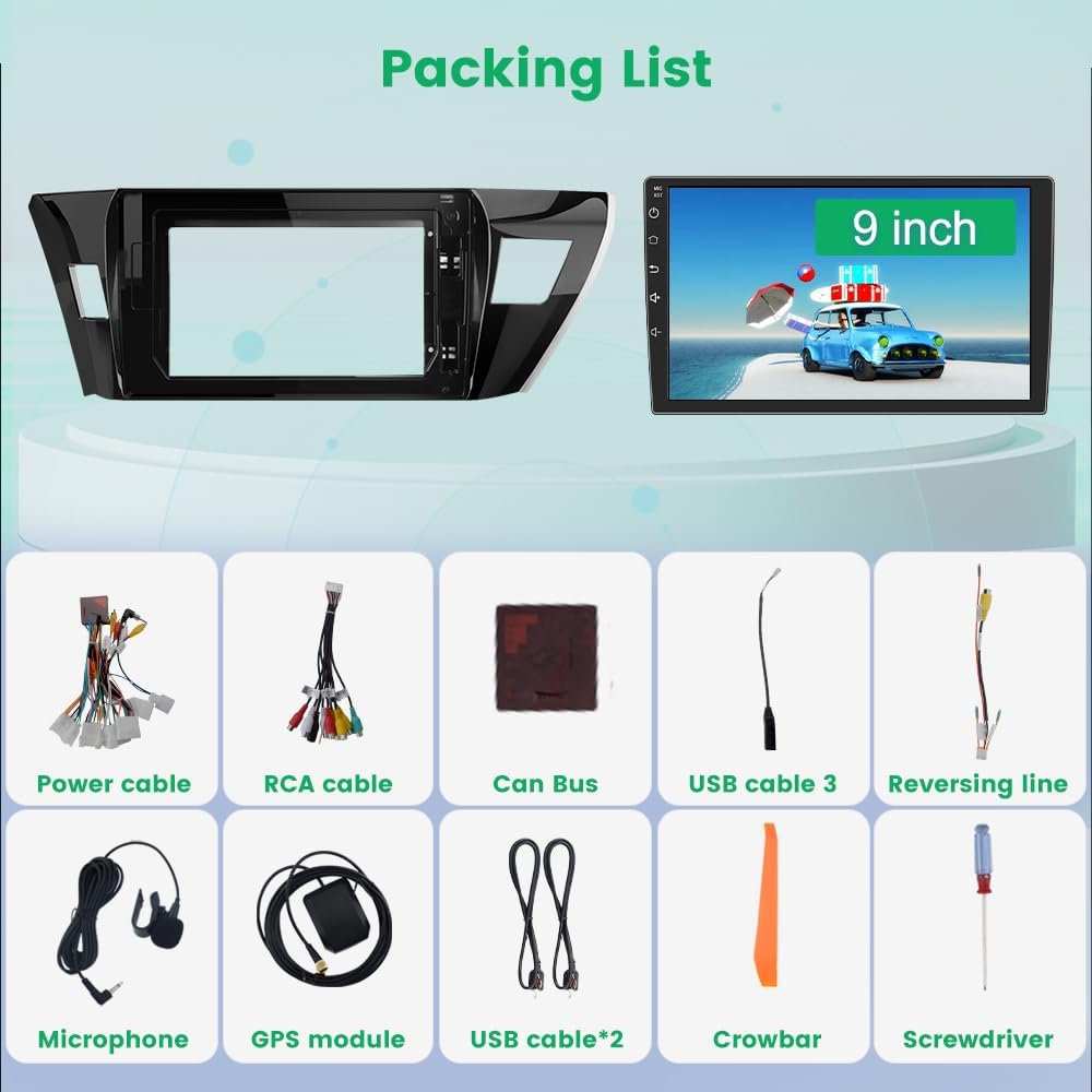 AWESAFE 10.1-Inch Car Radio Stereo for Toyota Corolla 2014 2015 2016 with CarPlay Android Auto Android 13 Bluetooth GPS Navigation