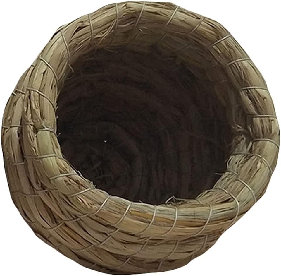 PetPhindU Nido De Pájaro, Nido De Pájaro De Paja Decorativo Pajarera Simulación De Pajarera Casa De Pájaros Tejida A Mano para Perico Pájaros De Amor y Pájaro Canario Hideaway De Depredadores