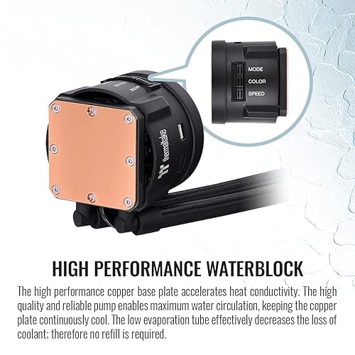 Miniatura 5 de Thermaltake TOUGHLIQUID 360 ARGB - Enfriador de CPU líquido todo en uno, AMD (AM5AM4)  Intel (LGA 17001200), radiador de alta eficiencia de 14.173in