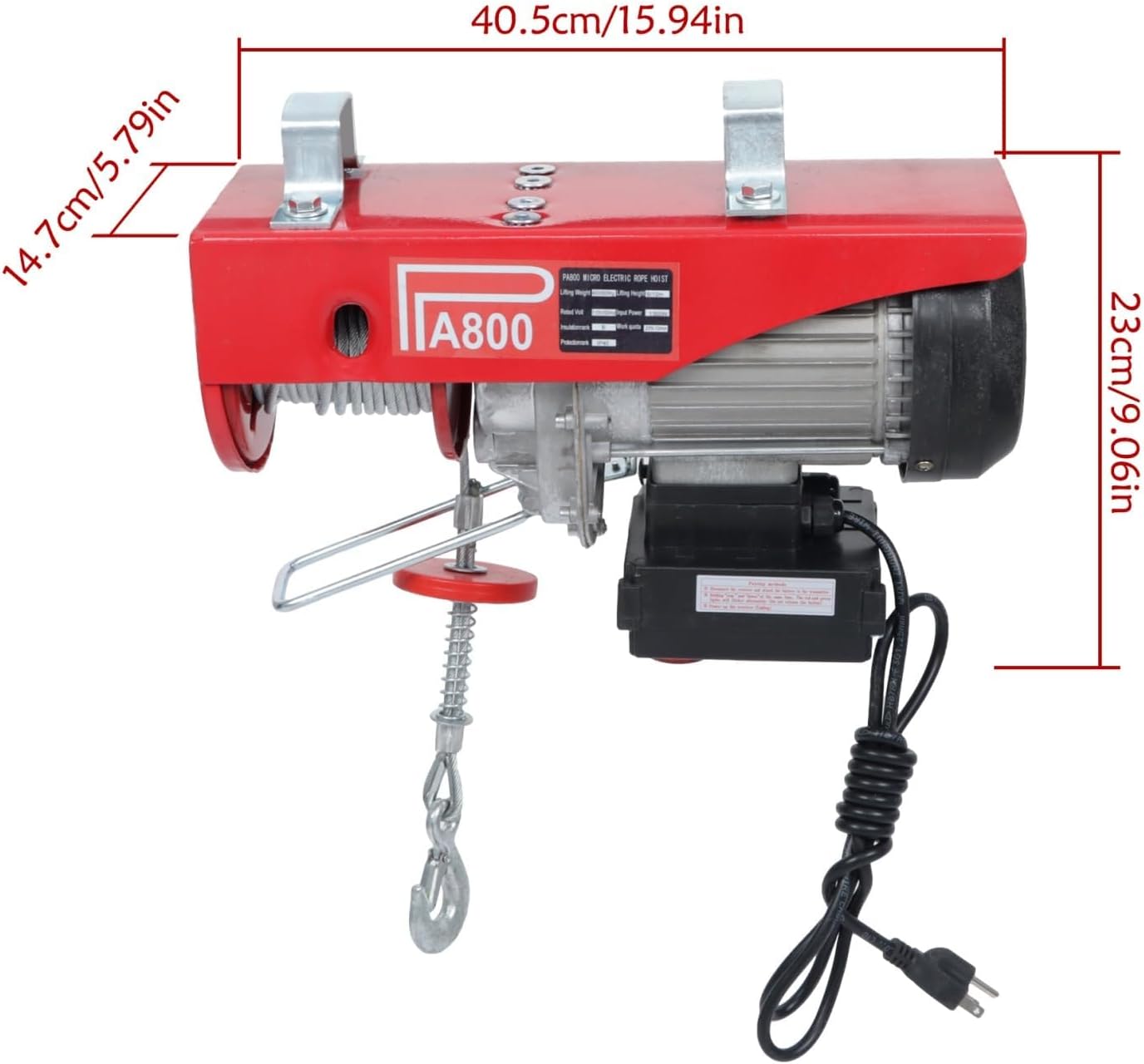 findmall 110V Electric Hoist with 328ft Wireless Remote and Emergency Stop 1760 lbs Capacity 40ft Lift Height for Garage, Warehouse