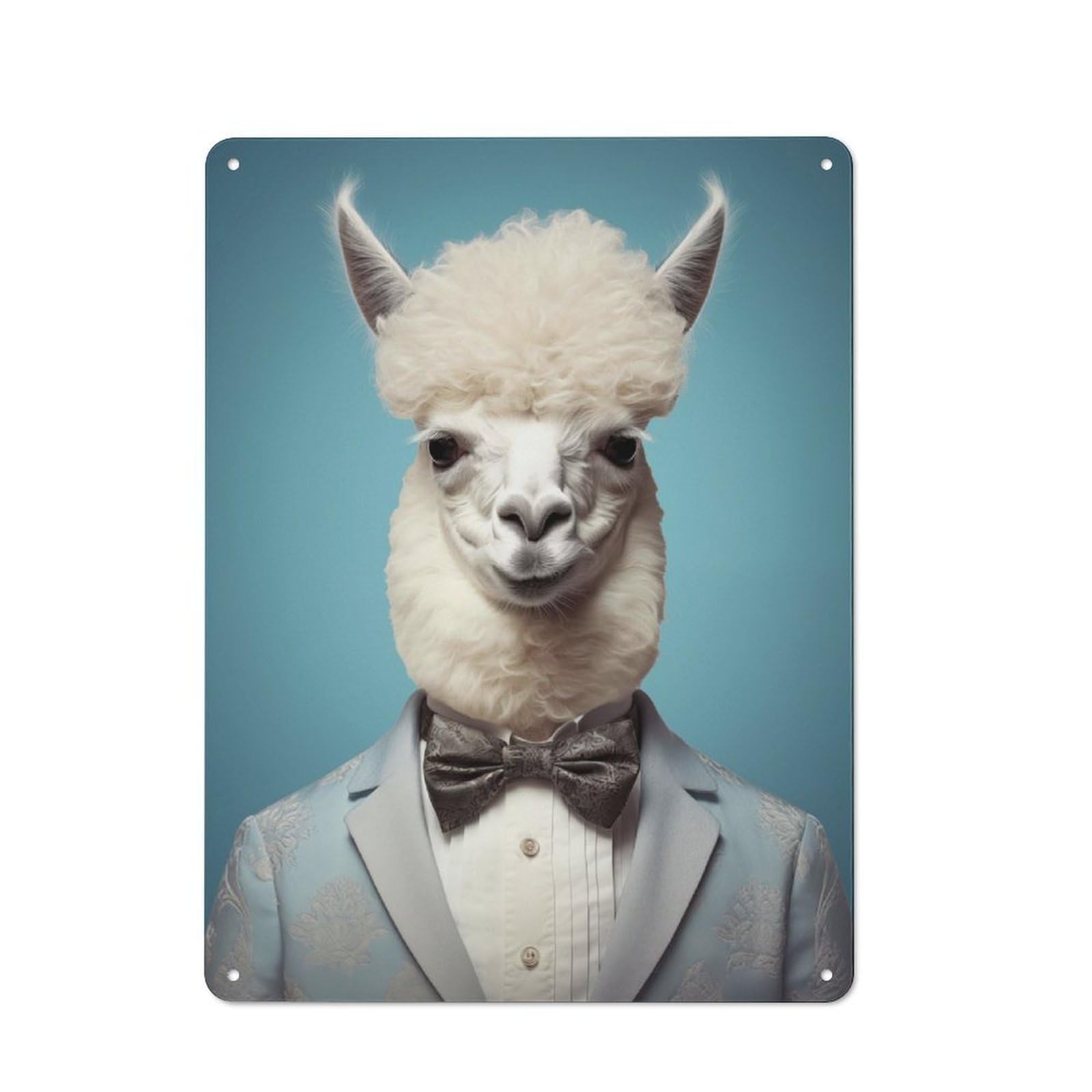 Junmoney Alpaca In A Suit Vintage Tin Sign 40X30cm For Guest Room Or Hallway, Suited To Home Decor Collectors