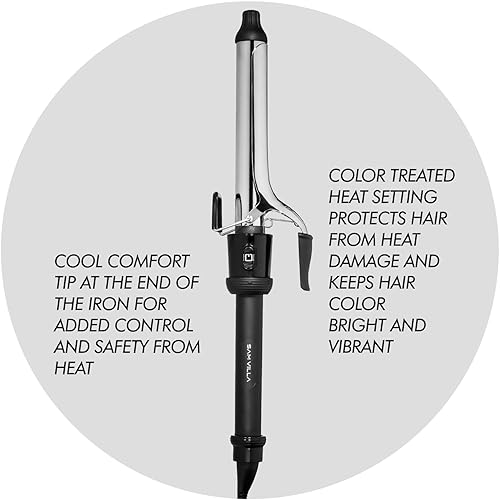 Miniatura 6 de Sam Villa rizador profesional, rizador de pelo con núcleo de cerámica, 1.0in y 1.5in, barril extendido para cabello largo, rizador de doble voltaje,