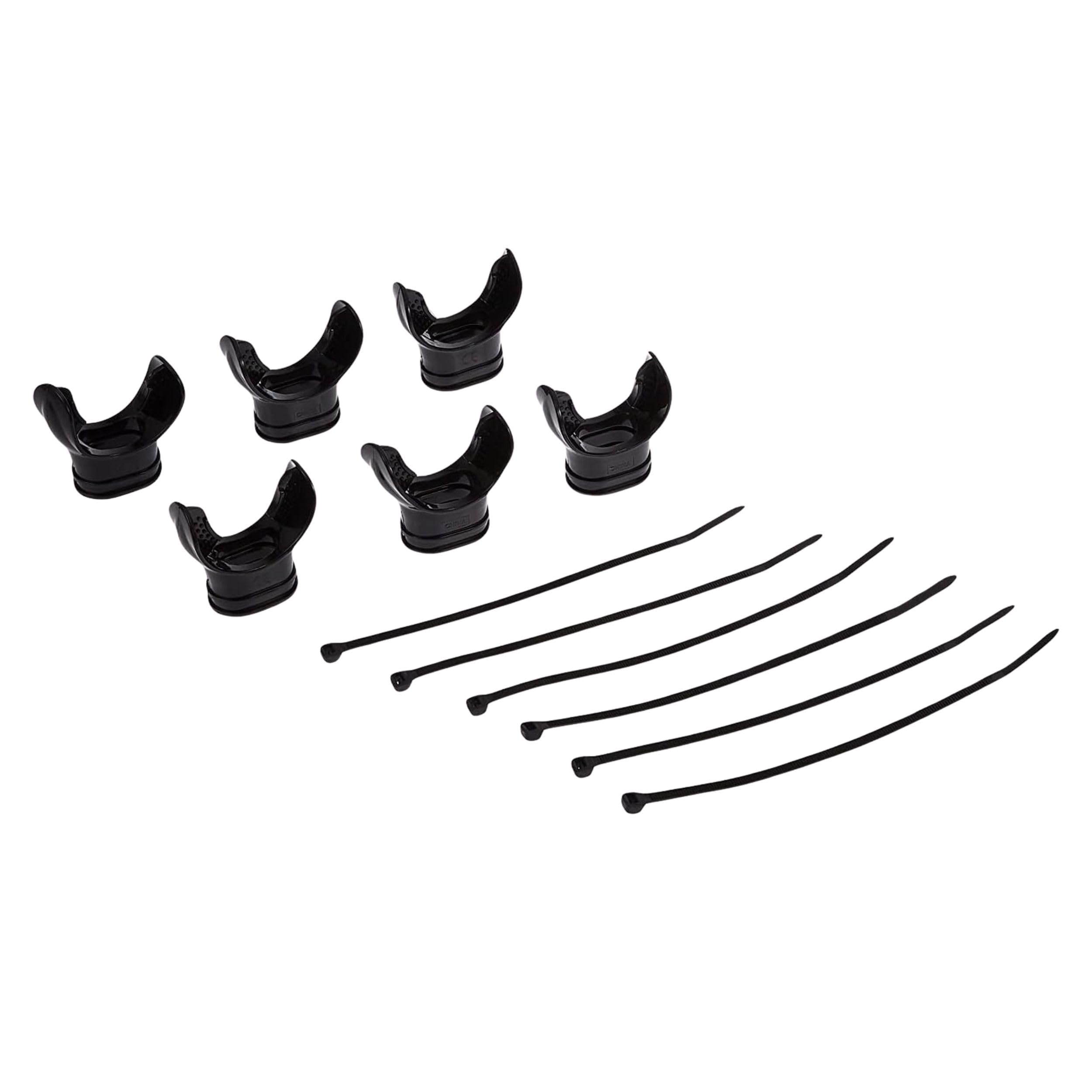 Scuba Choice Scuba Diving Black Regulator Octopus Mouthpieces with Regulator Tie (6-Piece) Perfect for Dive Shops and Dive Resorts