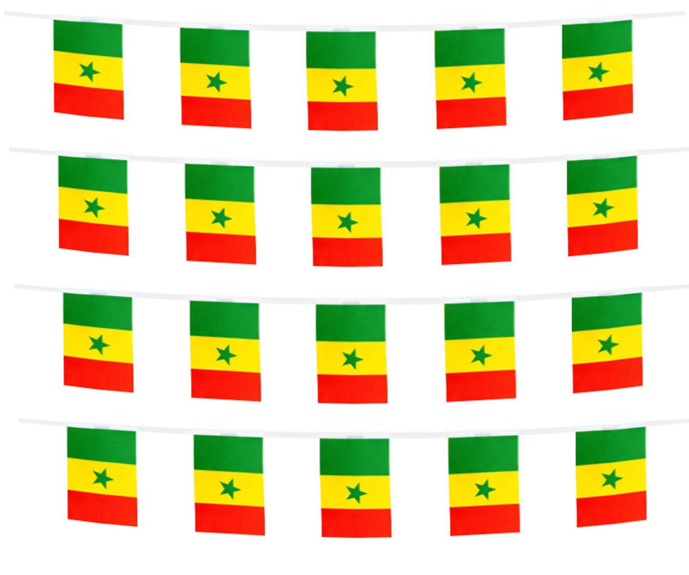 FFILL 20 Feet 20 Flags Senegalese Banner Flag String, Senegal Mini Flag Small Banner, for Party, Shops and Bars Decorations, Outdoor Decorations.30 Countries to Choose from (Senegal)