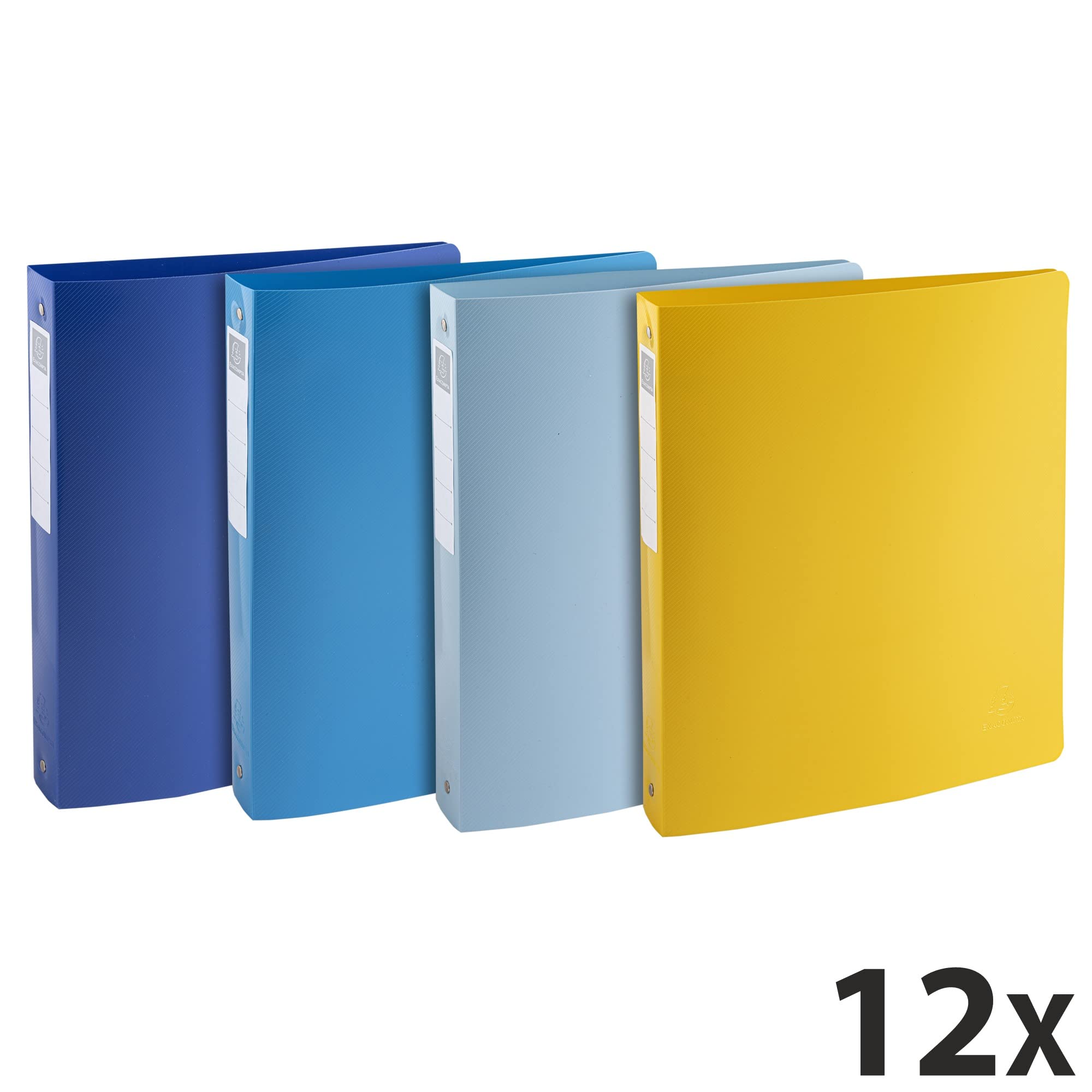 Exacompta 12 raccoglitori semirigidi Bee Blue A4 4 anelli assortiti
