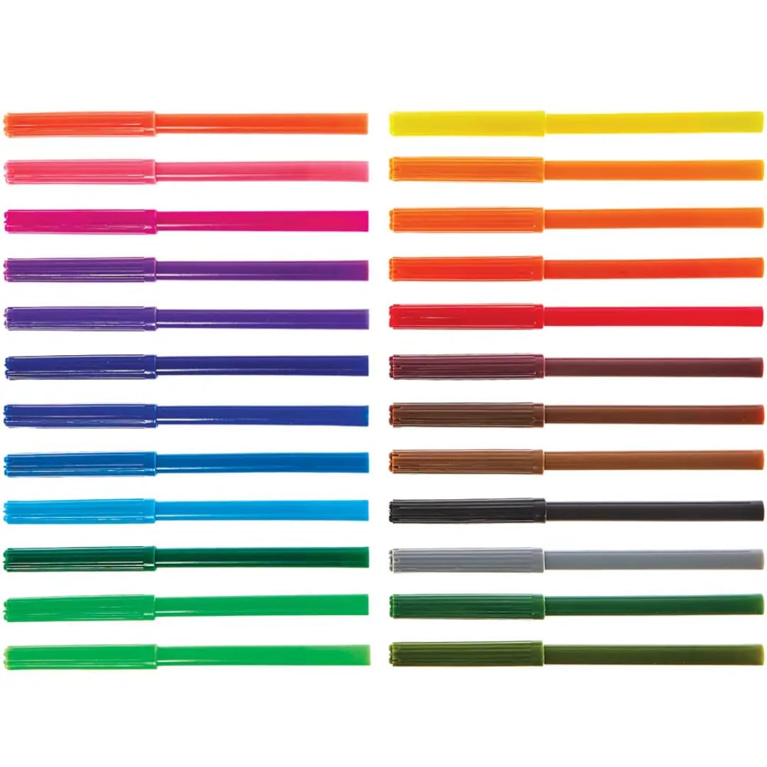 Baker Ross AW345 Fine Tip Fibre Tip Pens Bumper - Pack of 24, Arts and Crafts Felt Tip Pens, Assorted Colours