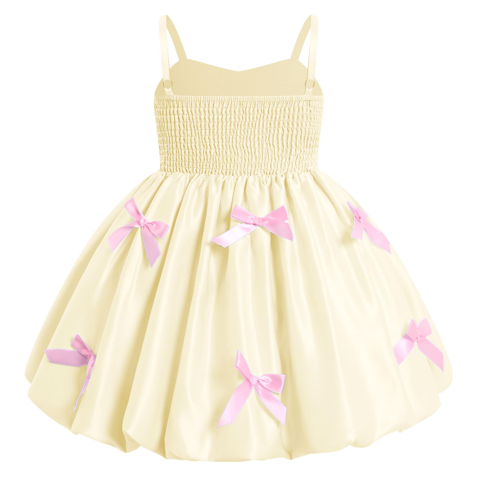 IDOPIP Kleinkind Mädchen Rosa Schleife Geburtstag Kleid Blasensaum Prinzessin Blumenmädchen Hochzeit Festzug formelle Party Kleider Fotoshooting