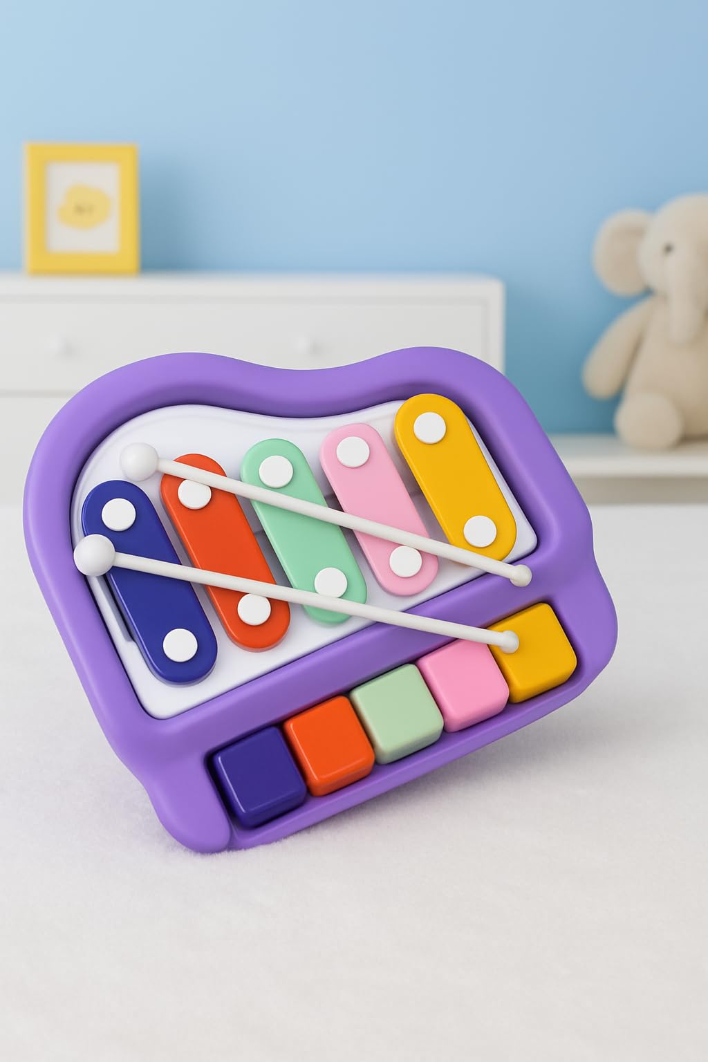 KING TOYZ 2-in-1 Piano Xylophone for Kids | Multicolor 5 Key Musical Toy with Mallets | Educational Instrument Toy Set for Toddlers, Boys & Girls | Early Learning Sound & Music Playset-image-49