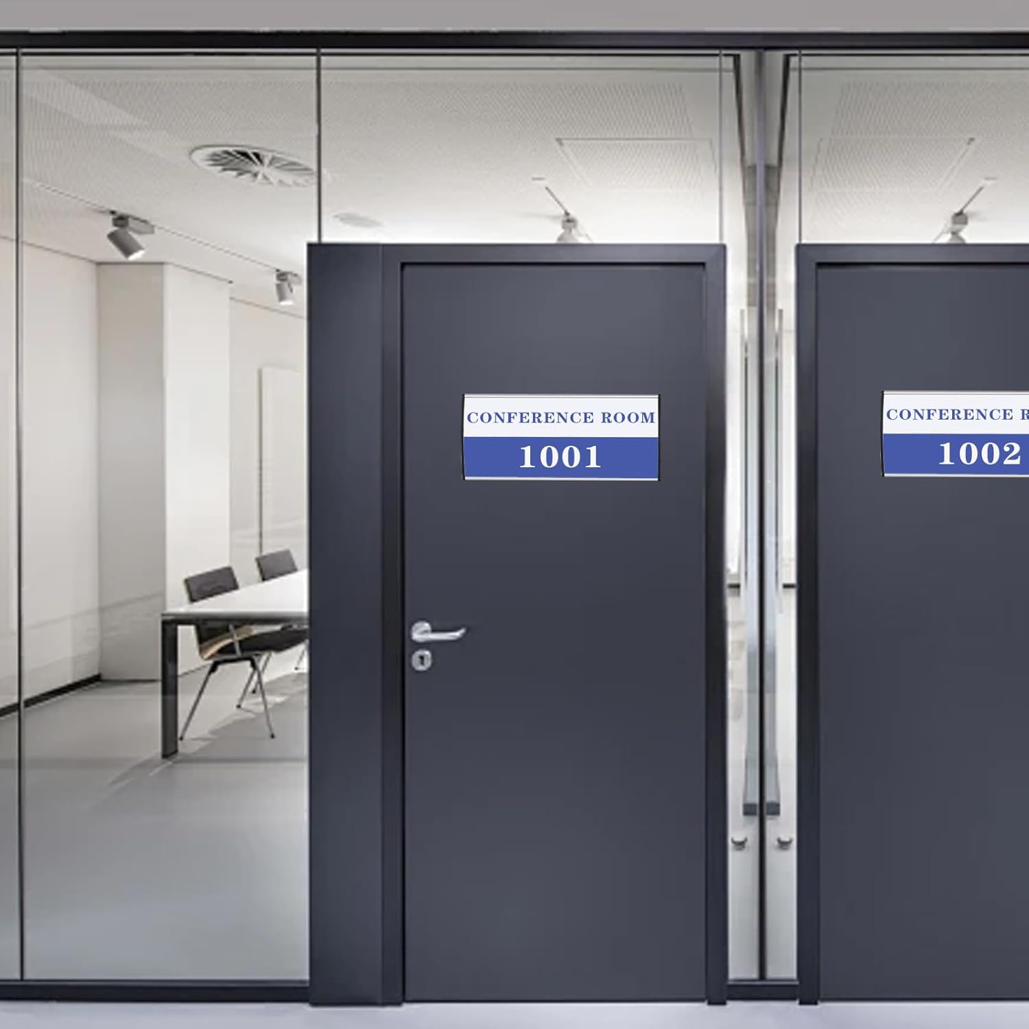 Set of 5 Curved Name Plate Holder 8" x 4" Wall Mount Office Business Door Sign Holder Aluminum Sturdy Office Sign Frame with Adhesive Tape Film for Business Cubicle Custom Display - Silver - Image 7