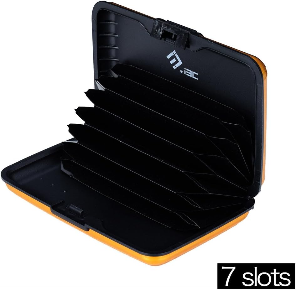 RFID Credit Card Case, I3C RFID Blocking Credit Card Holder Wallet Protector Case Aluminum Wallet Case for Credit Card Security Orange