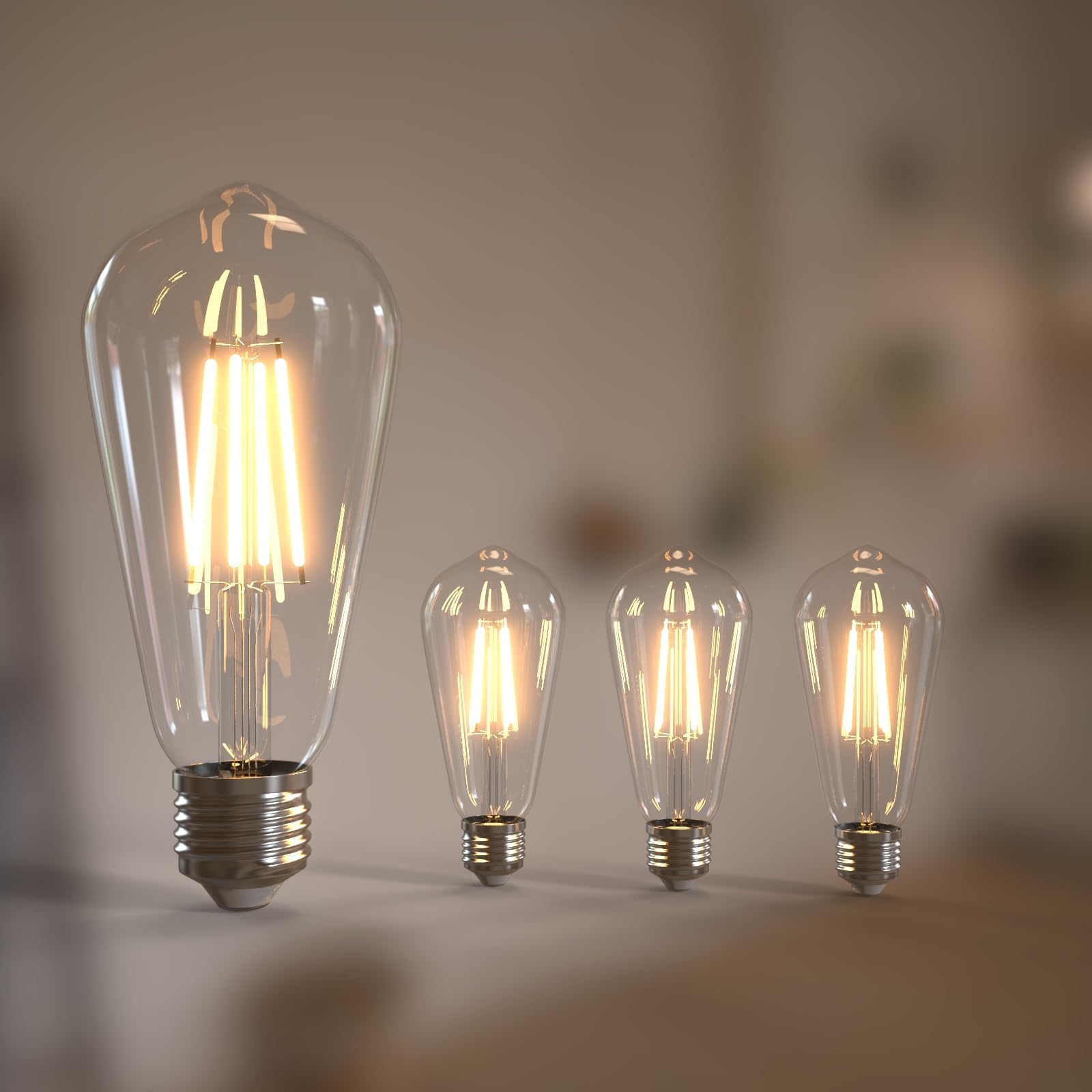 Jensense Edison Bulbs 6W E26 LED Bulb 60 Watt Equivalent Vintage LED Light Bulbs CRI90 ST19 Dimmable Clear
