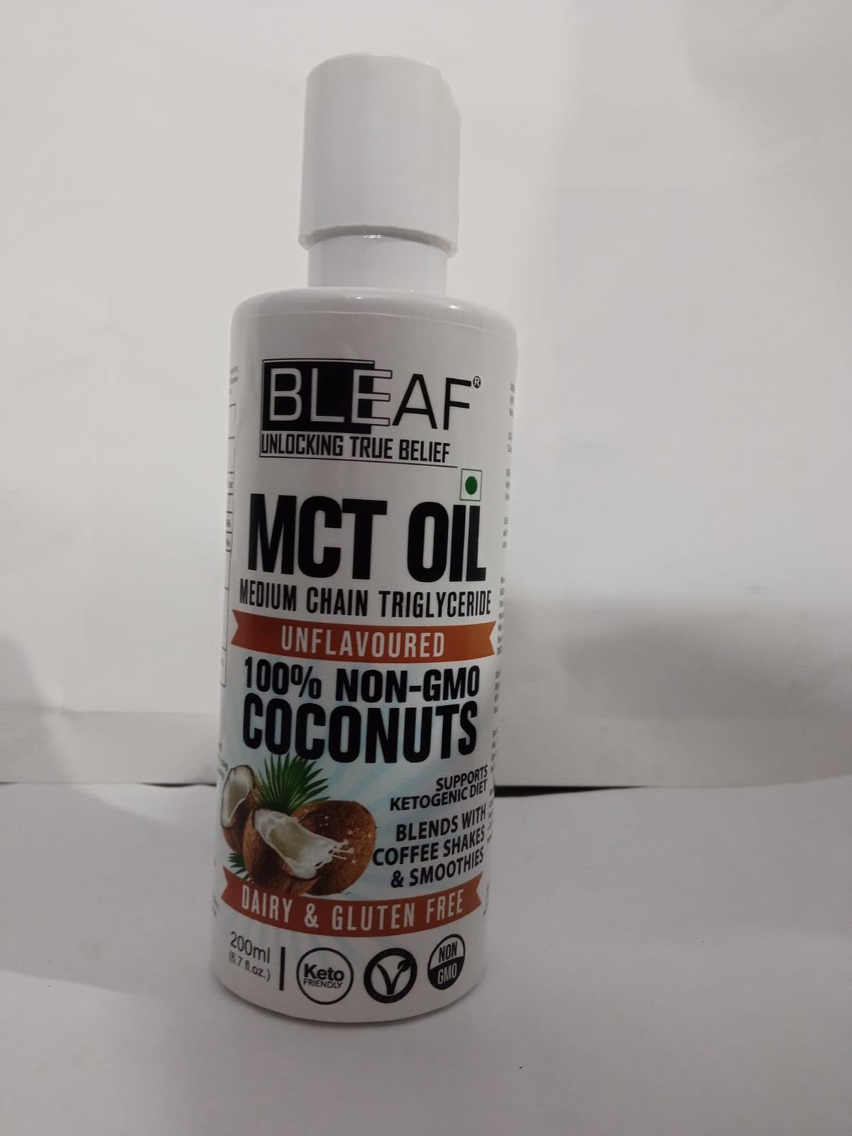 BLEAF MCT Oil C8, Unflavoured, Keto & Paleo Friendly, Weight Management (1000 ML)