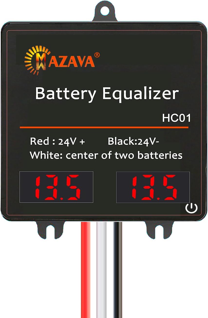 Mazava HC01 LED Tube Display Battery Equalizer 24V Voltage Balancer for Group Bank - Extends Life, Supports Gel Flood AGM Lithium Batteries