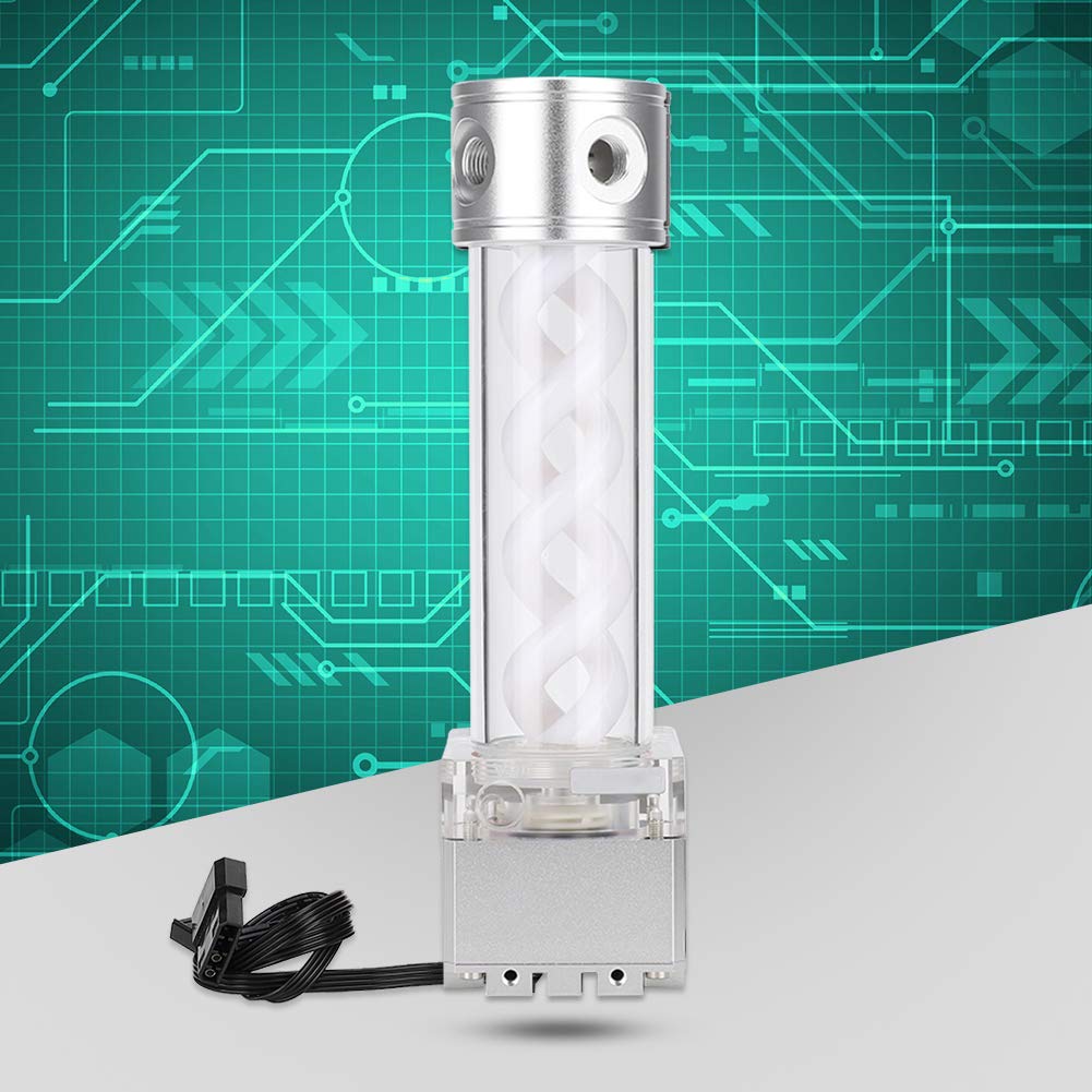 Bewinner1 PC Pump Reservoir Combo, Water Cooling Pump Tank with 4 Meters Head Computer Accessories Support PWM Speed Control for Water Cooling Systems 800L / H Flowing Rate(Silver)