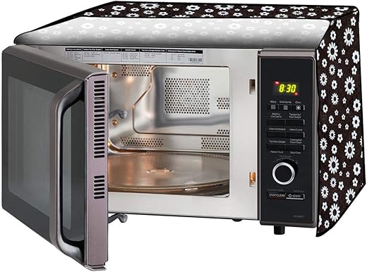 Stylista Microwave Oven Cover for Samsung 23 L Solo MS23F301TAK/TL Floral Pattern White