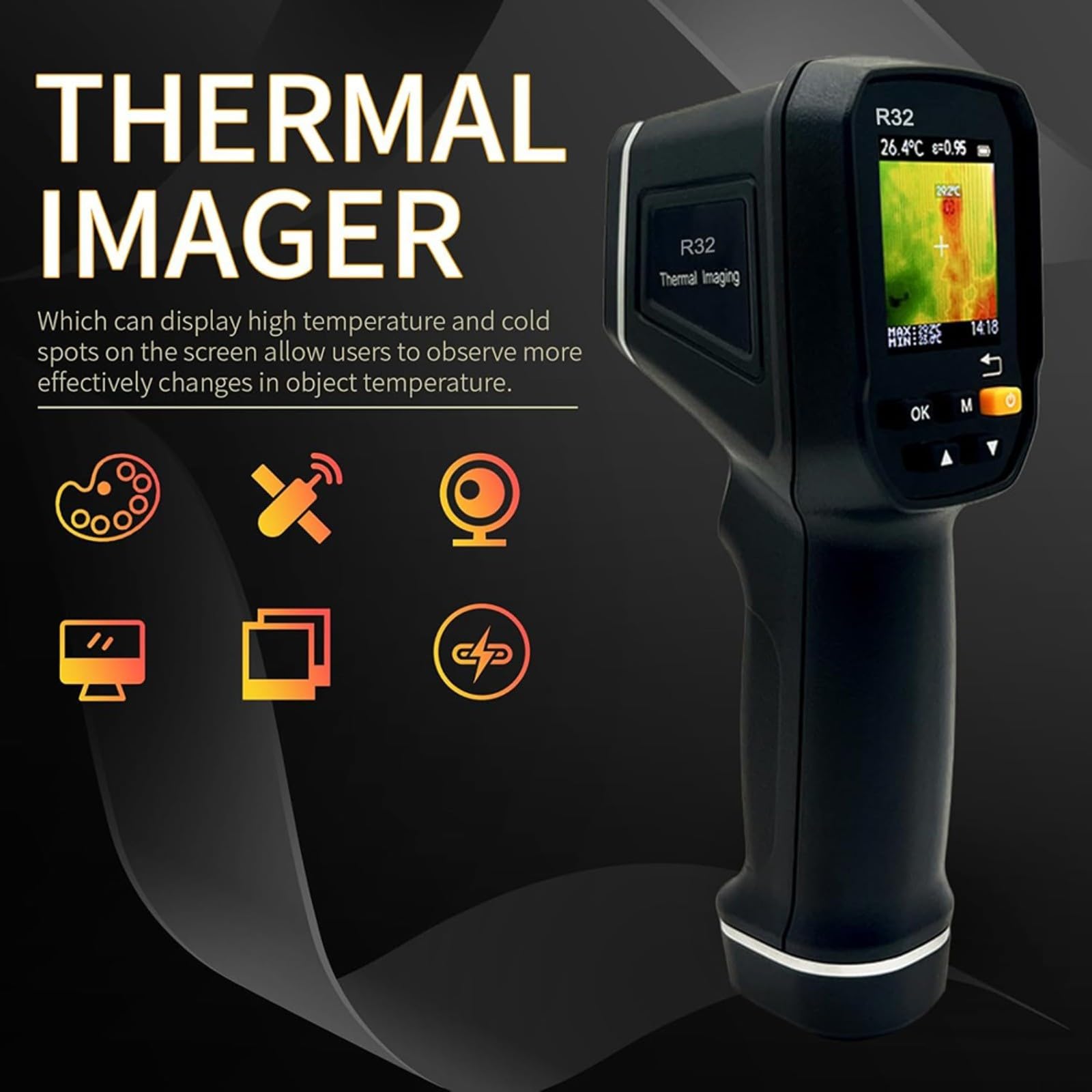 Cámara infrarroja de la toma de imágenes termal de mano, con la memoria recargable de la exhibición 8GB de la batería del USB para la detección termal de la falta