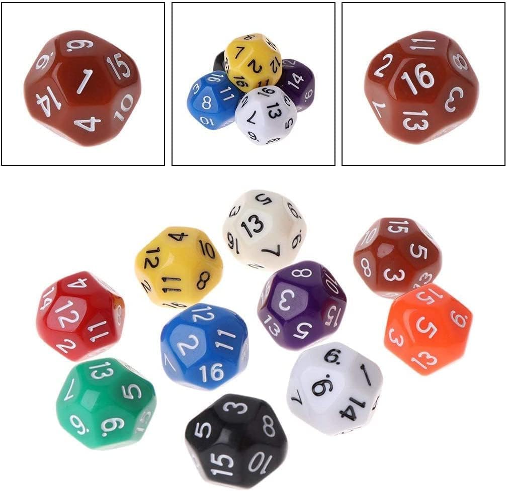 10 Pcs Polyhedral Dice for Dungeons and Dragons 16 Sided Dice Set Polyhedral Dice with Other Table Games with Random Multi Colored Assortment Playing Role Playing Dice - Image 2