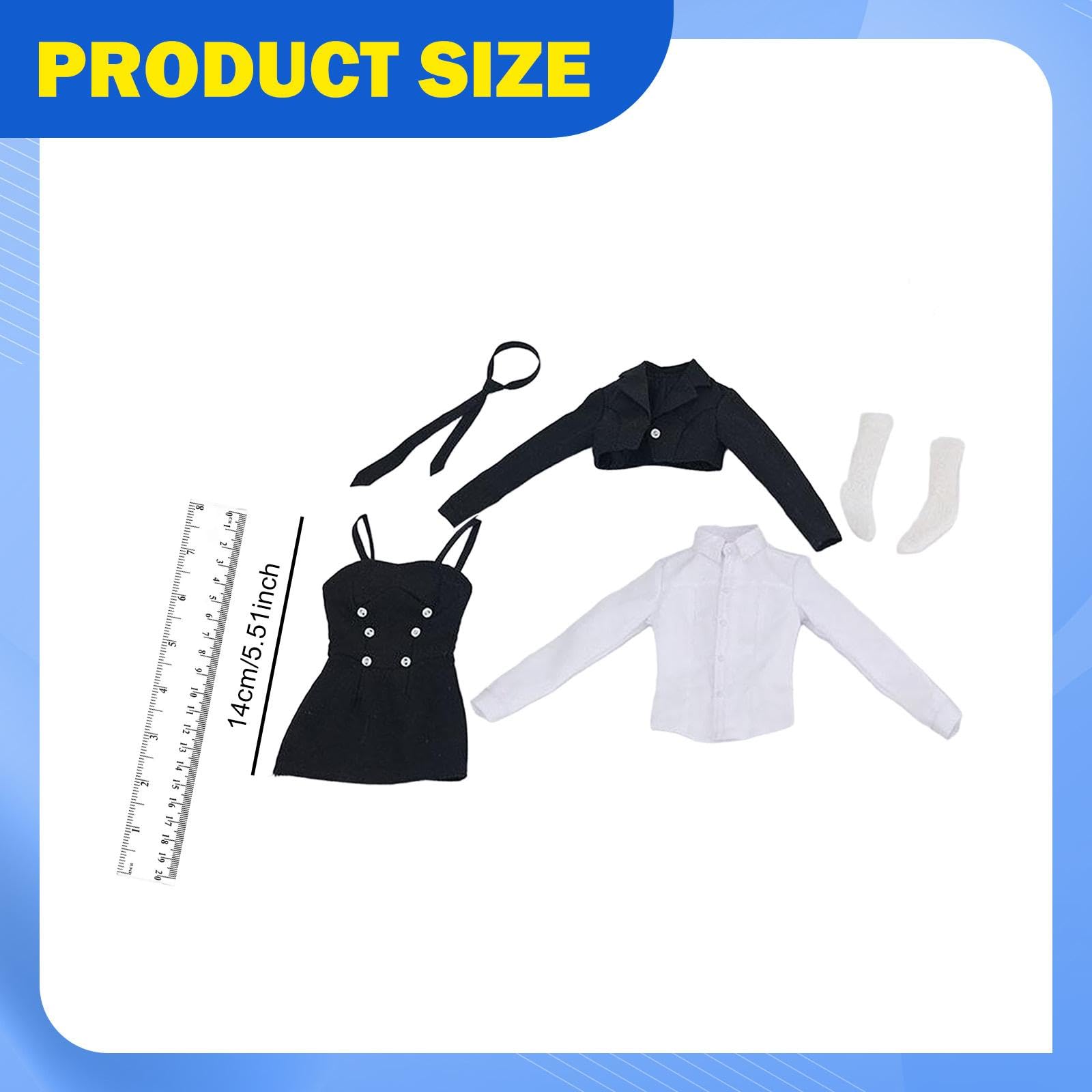 Juego de Ropa para Muñeca 1/ Camisa Chaqueta y Medias Tela Duradera y Fácil de Poner Adecuado para Figuras de 12 Pulgadas Fotografía de
