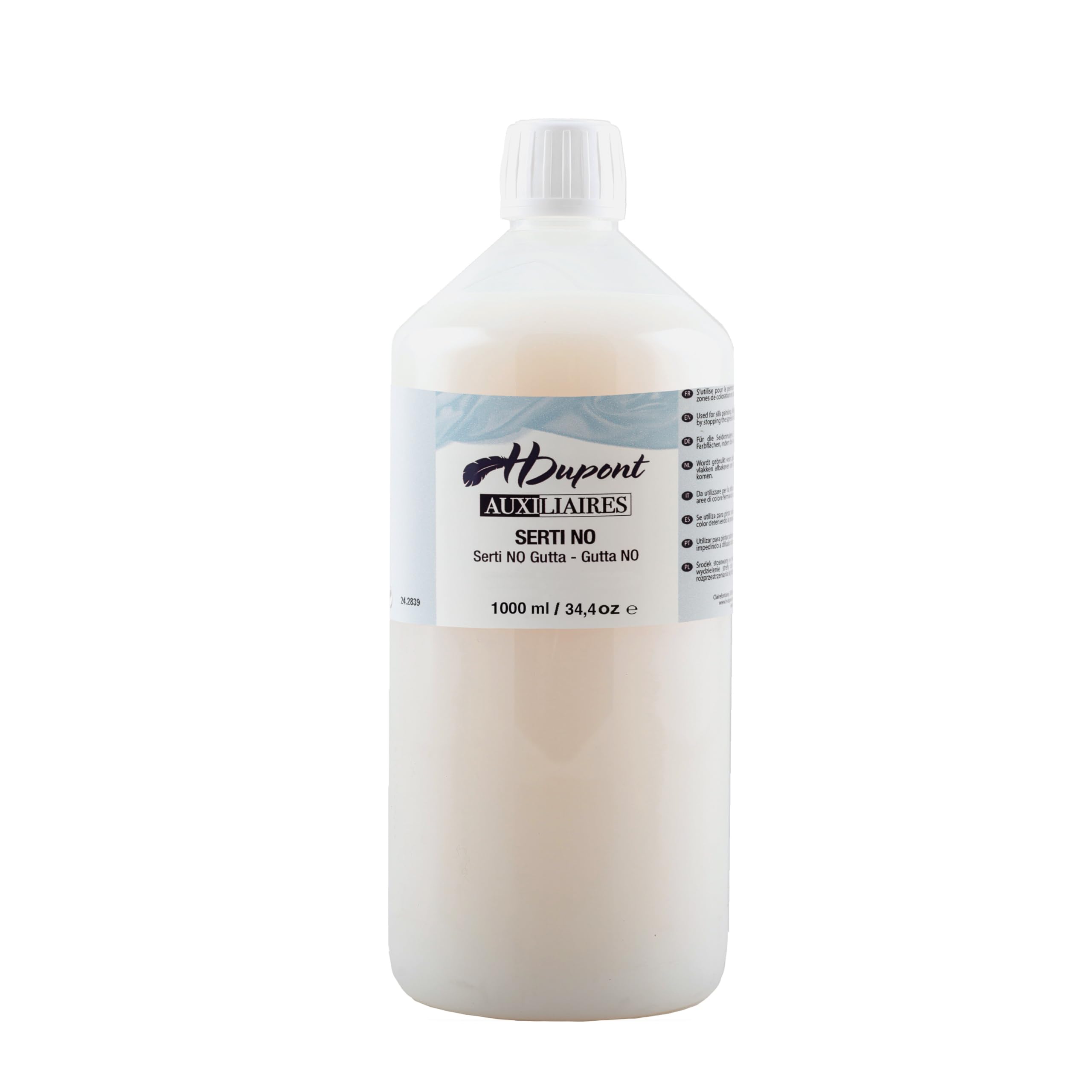 H Dupont DU0621000005C - A Bottle of Serti NO - 1000 ml - Colourless Gutta - Water-based - Leaves no trace on silk - Fast drying - Art Accessory and Tool