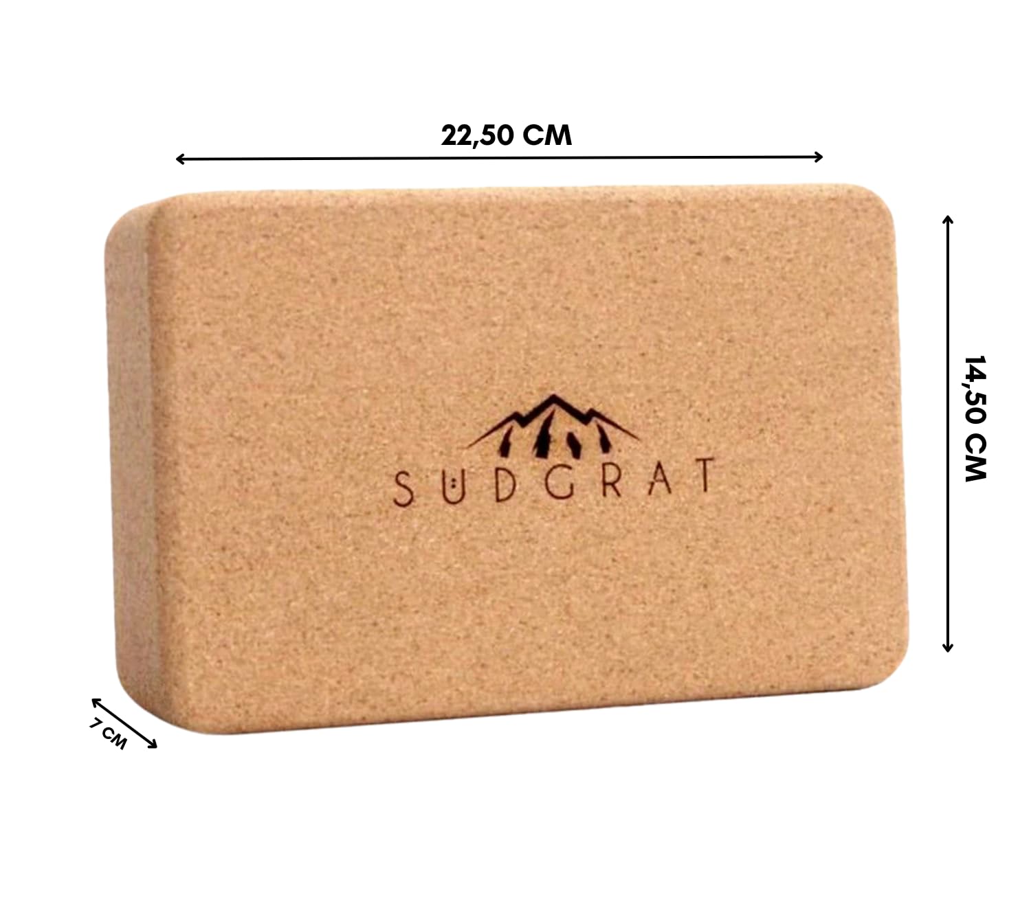 Bloc de Yoga Südgrat en Liège 100% Naturel Stable Adhésif | Pilates Fitness 22,5x14,5x7cm Beige 660g, Bloc de Yoga