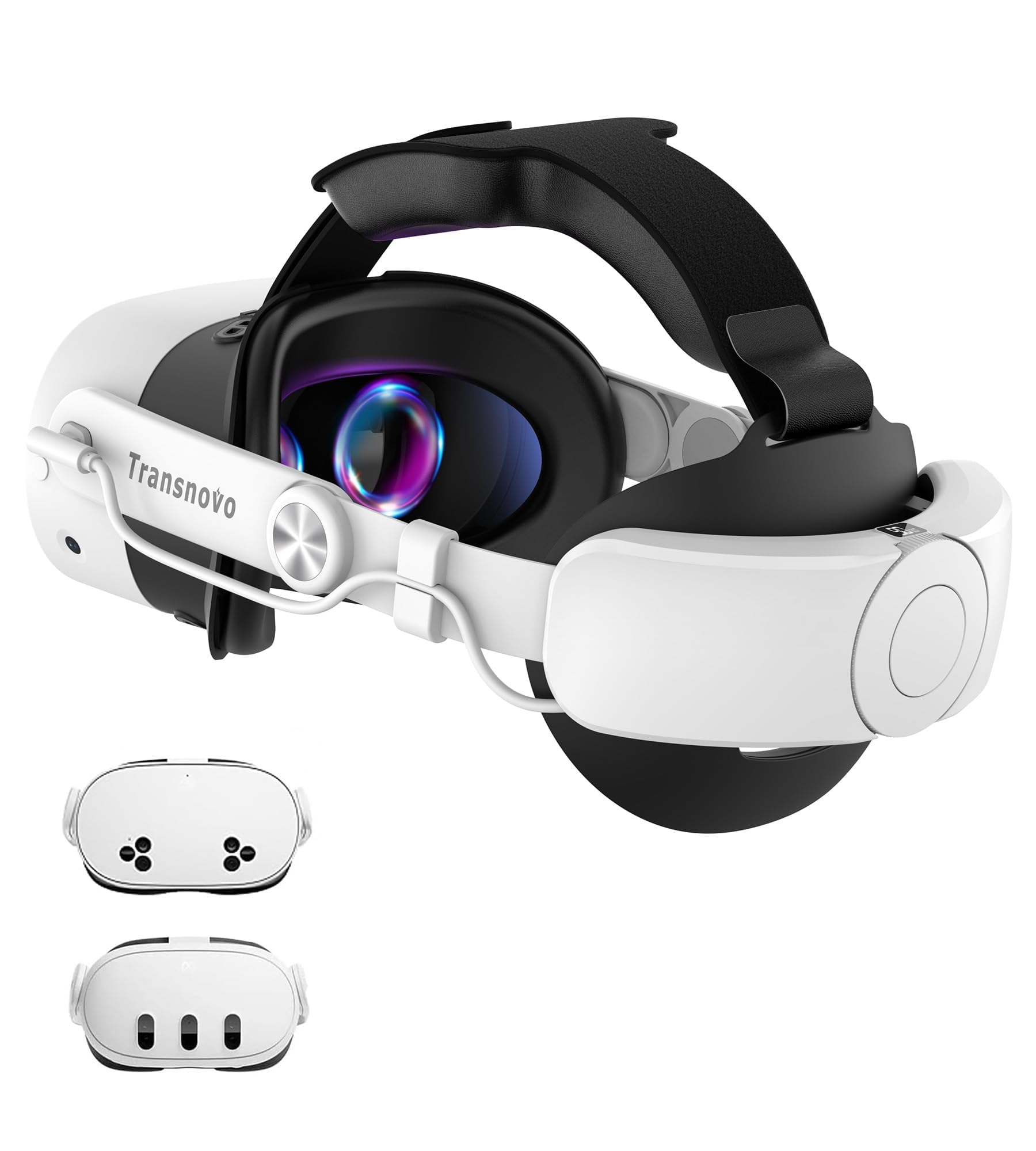 TRANSNOVO 10000mAh Battery Head Strap for Meta Quest 3S/Quest 3/Quest 2 Accessories, Elite Strap with One-Button Retractable Adjustment and Digital Display, Enhanced Comfort & Extends Playtime by 2-4h