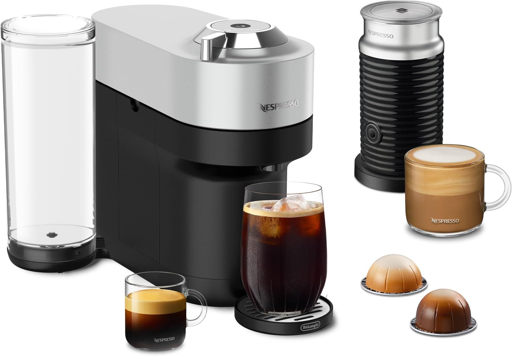 Vertuo Pop+ Deluxe by De'Longhi with Aeroccino, Silver