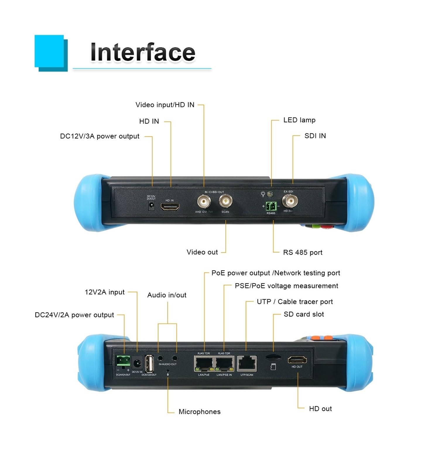 IPC 9800 Plus Tester CCTV Kamera IP Koncentryczny Test HD AHD CVI TVI Kamery PoE Kabel RJ45 UTP TDR 7 Cali Narzędzia sieciowe(IPC 9800 Plus)