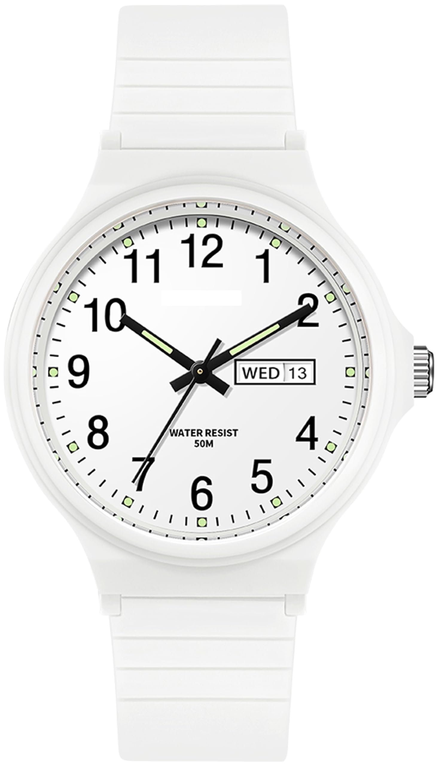 Waterproof Watches for Women White Ladies Female Easy to Read with Second Calendar Day Date Hand Analog Quartz Wrist Watch Luminous Colorful Simple Minimalist Design