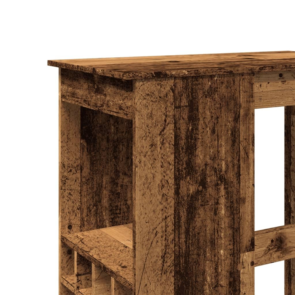 Bartisch Mit Regal 90x47,5x103,5 cm Holzwerkstoff | 4 Integrierte Weinhalter, Pflegeleicht, Feuchtes Tuch Reinigung, Inklusive Wandhalterung