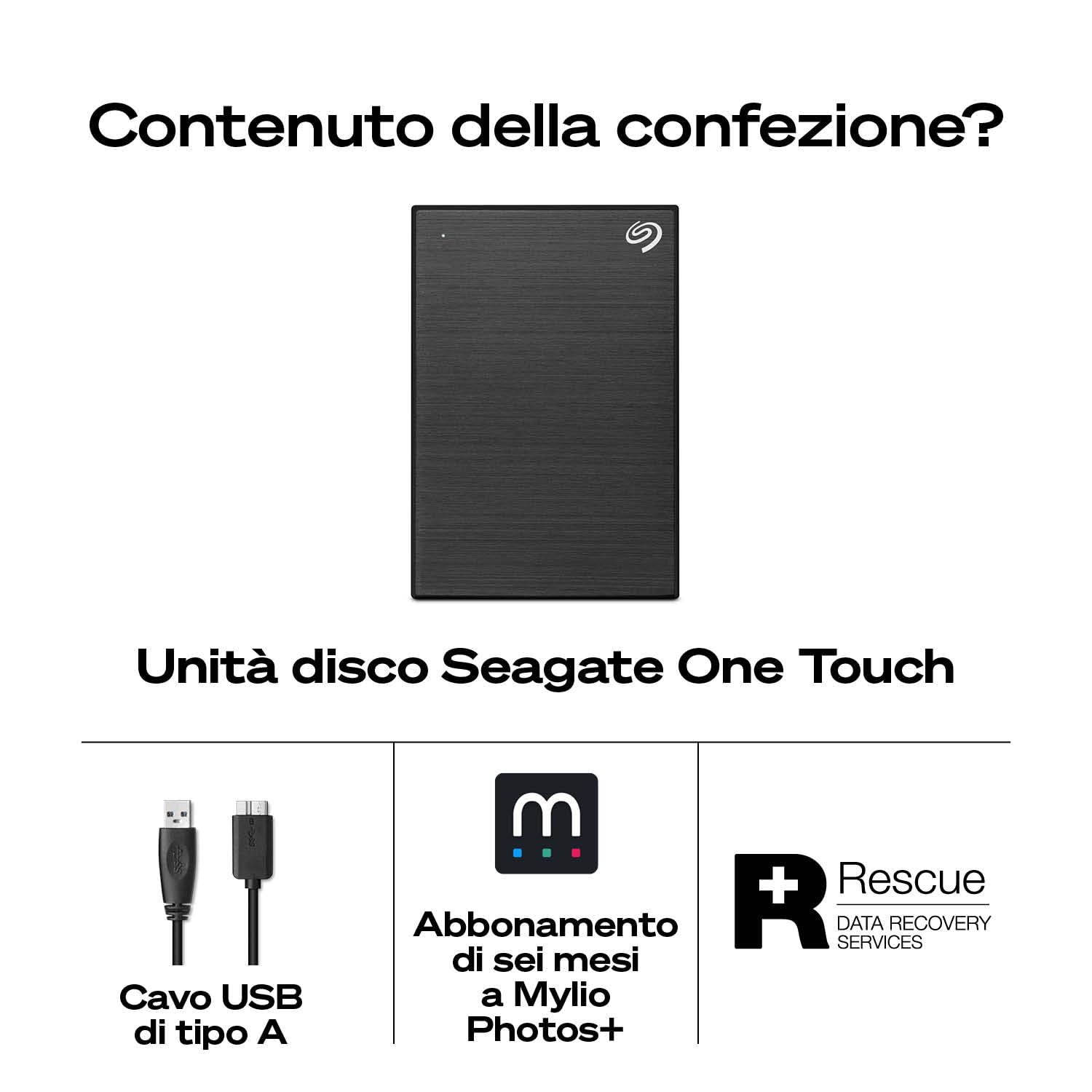 Seagate One Touch 5TB, Hard disk esterno portatile, USB 3.0, 6 Mesi e Mylio Photos & Dropbox, Data Rescue Service (STKZ5000404) - 5