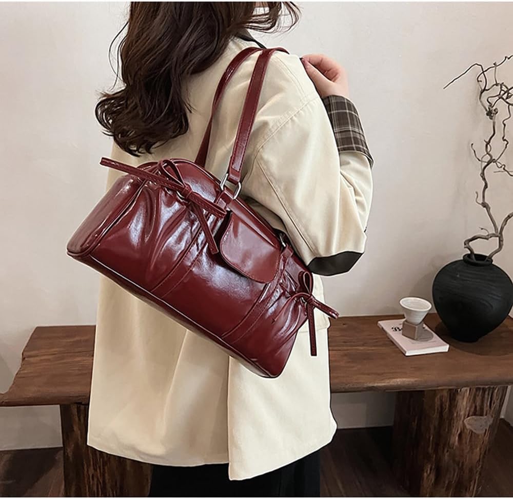 Retro Y2K Shoulder Tote Bag for Women - Faux Leather Top Handle Purse, Stylish Underarm Handbag for Everyday Use, Shopping, Work, Travel - Image 5