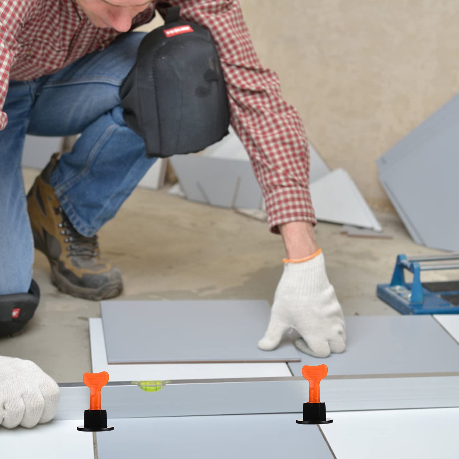 Sistema di Livellamento Piastrelle Nero in Plastica 100 Pezzi | Pavimenti e Pareti, Attacco e Rimozione Semplici, Kit Riutilizzabile per Posa Fai-da-te