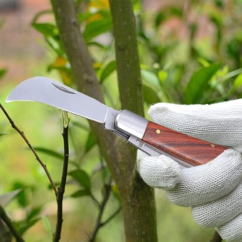 Miniatura 4 de Cuchillo de jardinería para injerto, cuchillo de jardín de doble hoja para poda en ciernes con 3 rollos de cinta de injerto, kit de injerto flexible