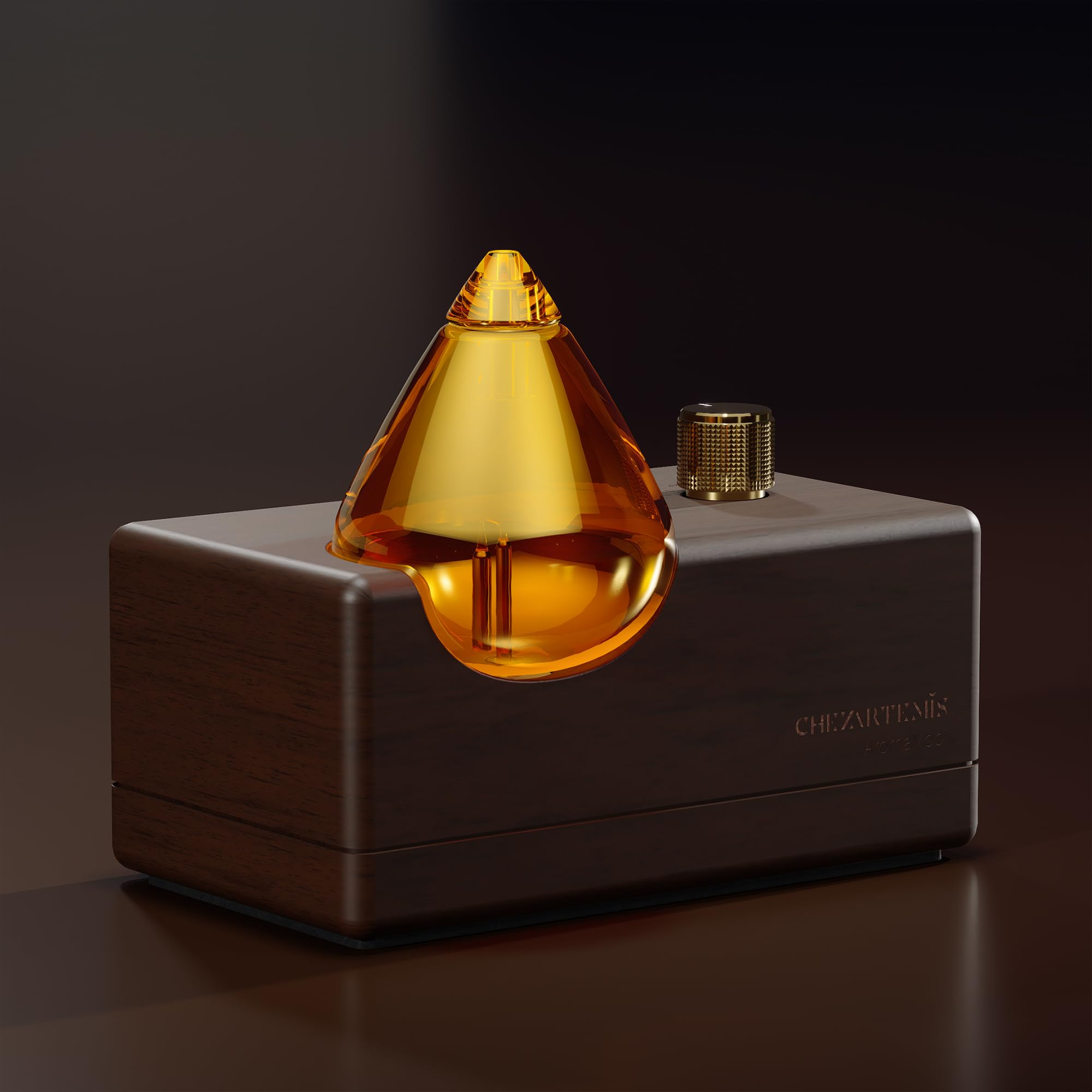 Glass Essential Oil Diffuser with Wooden Base Handmade Aromatherapy Aromatherapy Aroma Diffuser Waterless Portable Refillable Essential Oil Mist with 4 Timer Modes