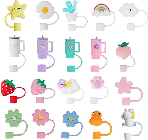 Stanley - Juego de 20 fundas para popotes multicolor de 0.394 in de diámetro, diseñadas para adaptarse a vasos Stanley de 30 y 40 onzas, las fundas