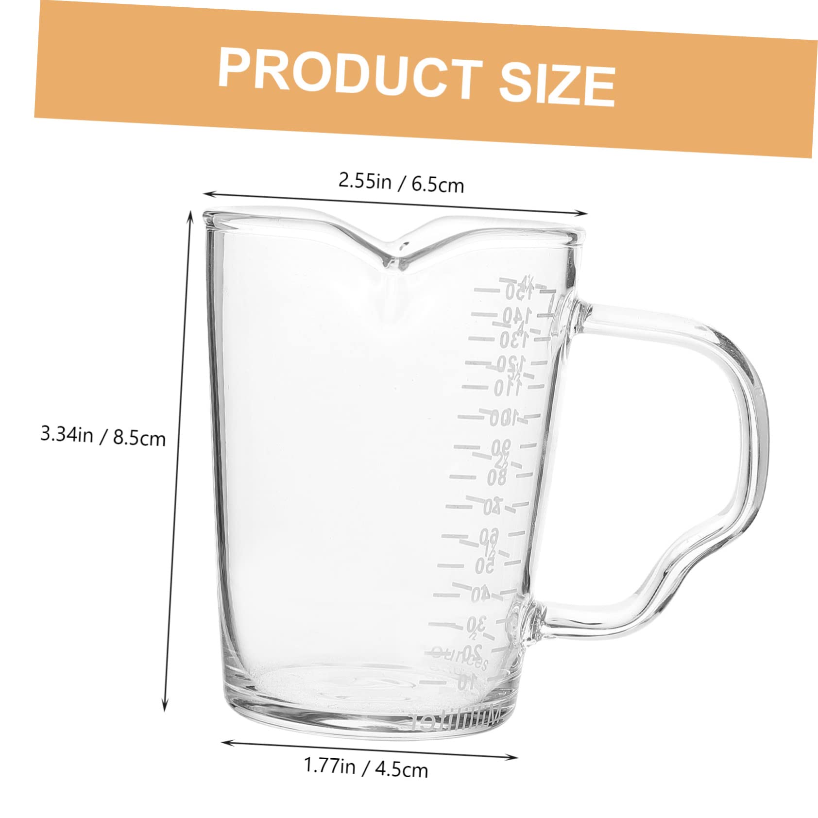 SOLUSTRE Glass Milk Cup with Measurement Scale Multi Function Espresso and Coffee Container Capacity for Milk and Latte Stylish and Practical Design for Home and Use