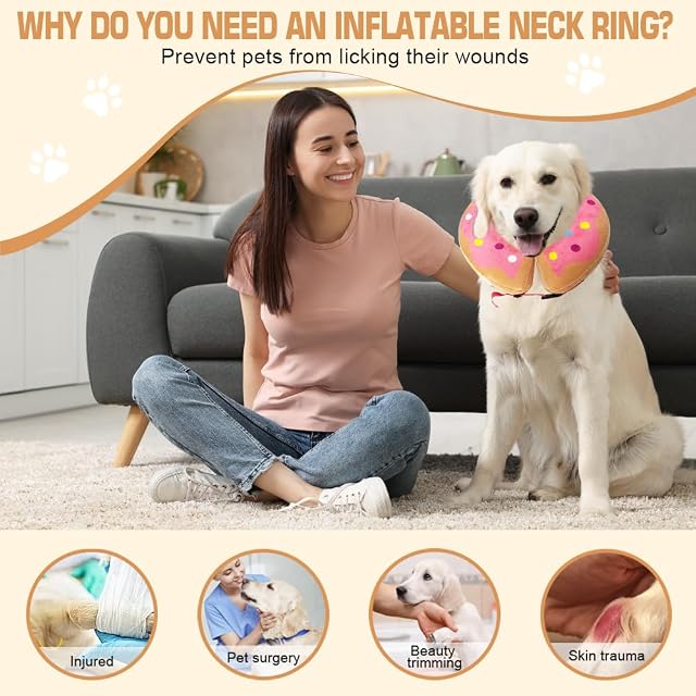 Foto 5 de 7 de HMCEY Collar Inflable Protector para Perro,Collarin Perros para No Lamerse,Collar de Recuperación…