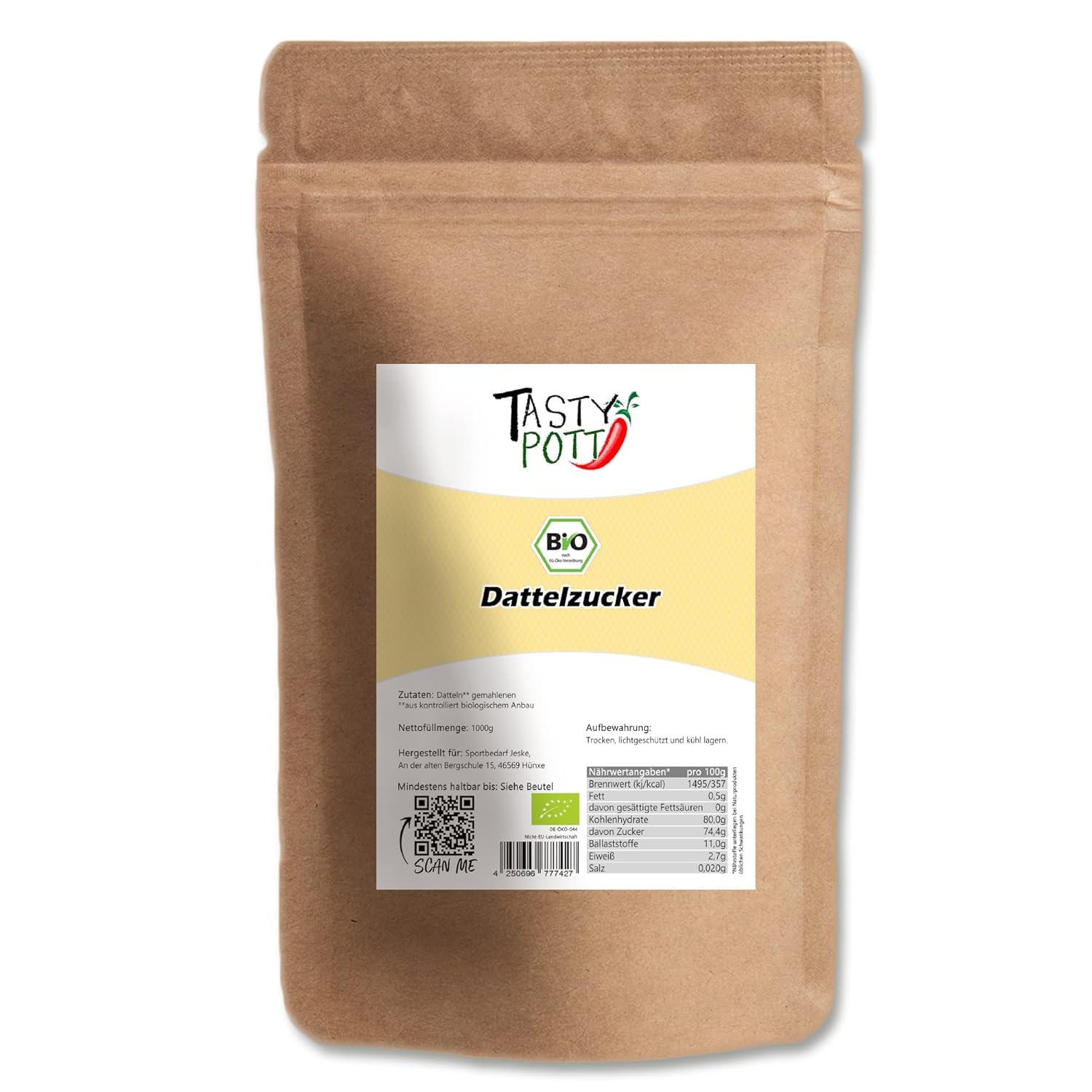 Tasty Pott Sucre de datte bio I Sucre brun I Nutrition végétalienne I Pour la cuisson et le sucrer I Dattes I Date douce I Brown Suggar (5000 g)