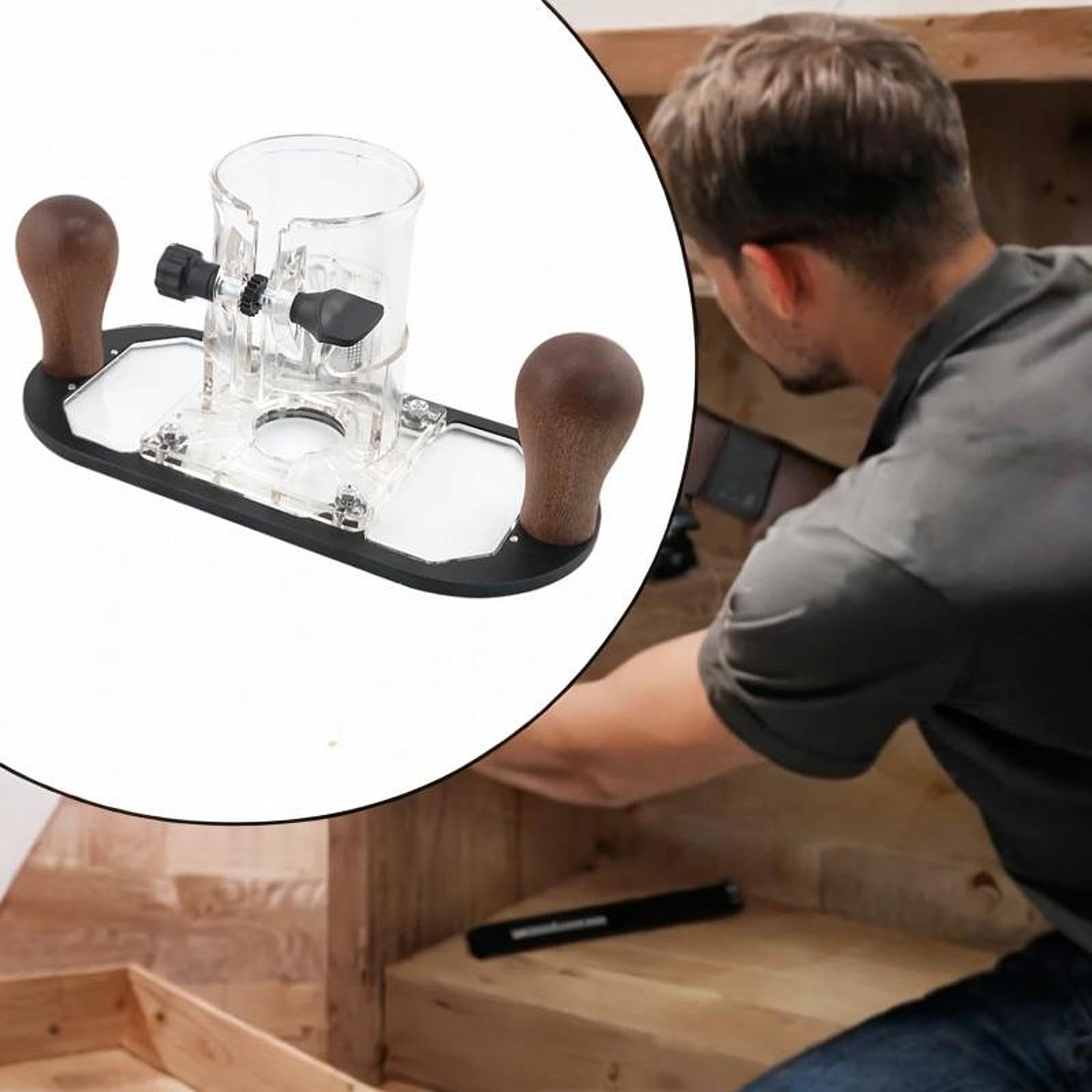 Base para Fresadora de Madera con Mango, Compacta, de Aleación de Aluminio, para Máquina de Corte, con Soporte Ranurador para Armario O Vestidor, Negro