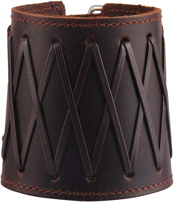 Punk Leather Cuff Bracelet Adjustable Straps Wrap Bracelets Arm Armor Cuff Gothic Leather Wristbands for Men, Women