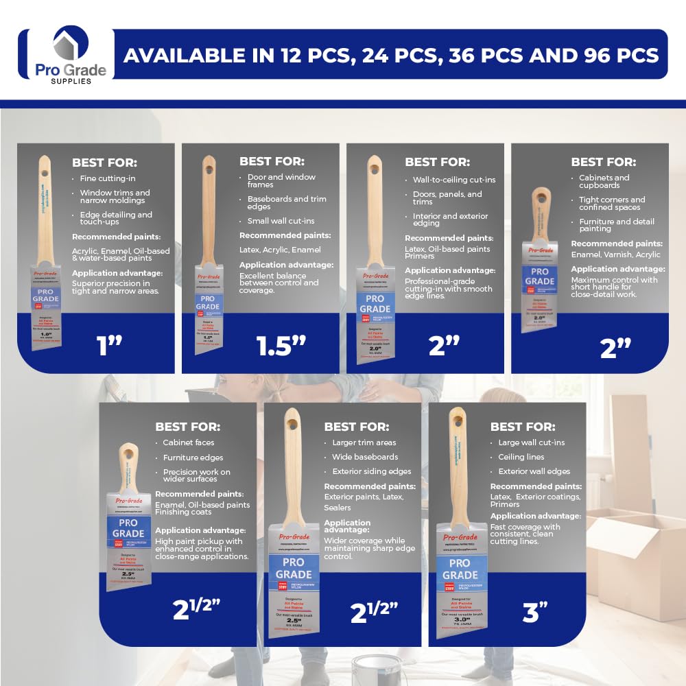 Pro Grade Angle Paint Brushes - 10 Pc Set -2