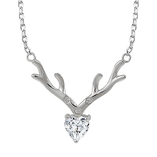 GIVA 925 Sterling Silver Anushka Sharma Zircon Deer Heart Pendant with Chain | Necklace to Gift Women & Girls| With Certificate of Authenticity and 925 Stamp